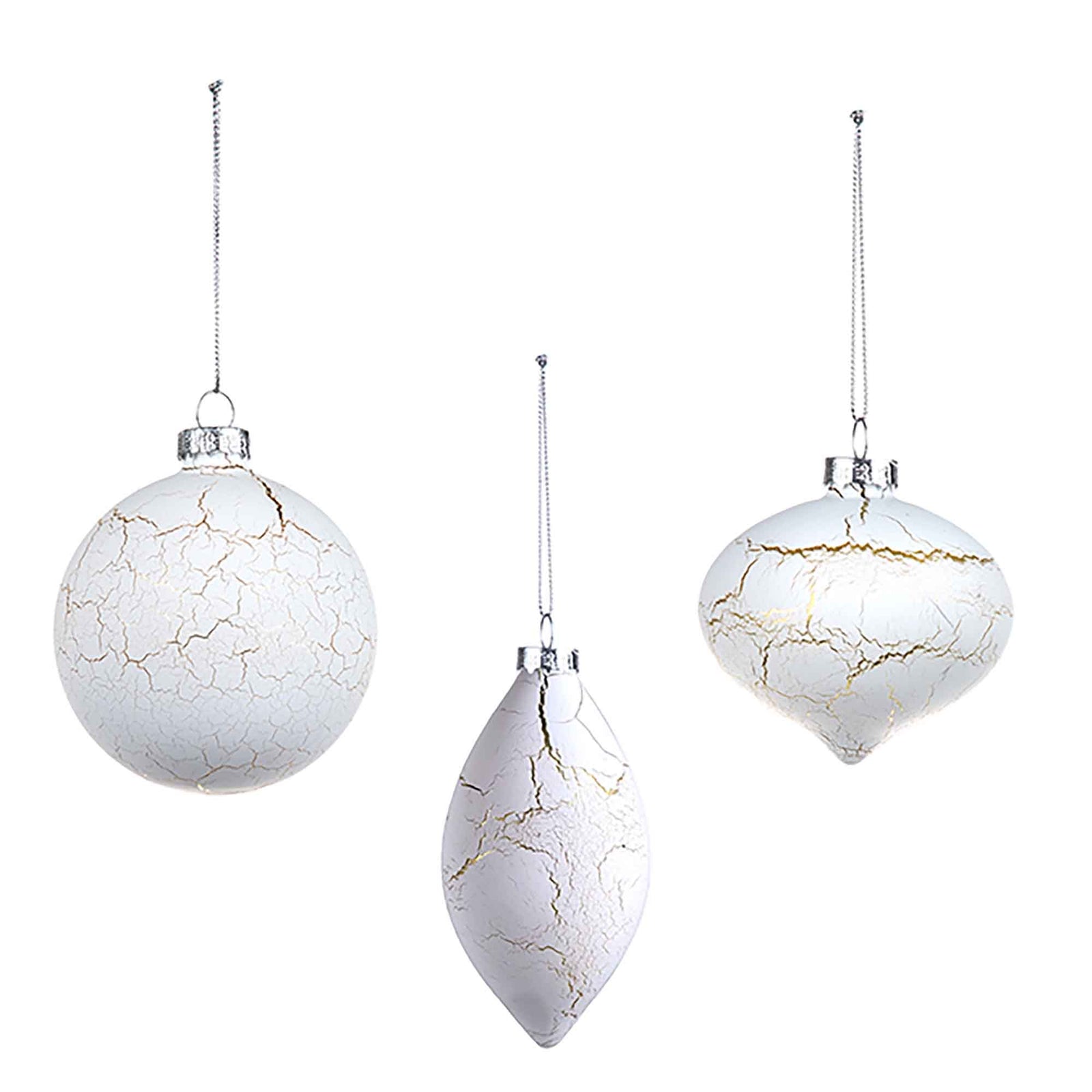 Ornement de verre blanc avec motif de marbre à lignes dorées, choix entre 3 modèles