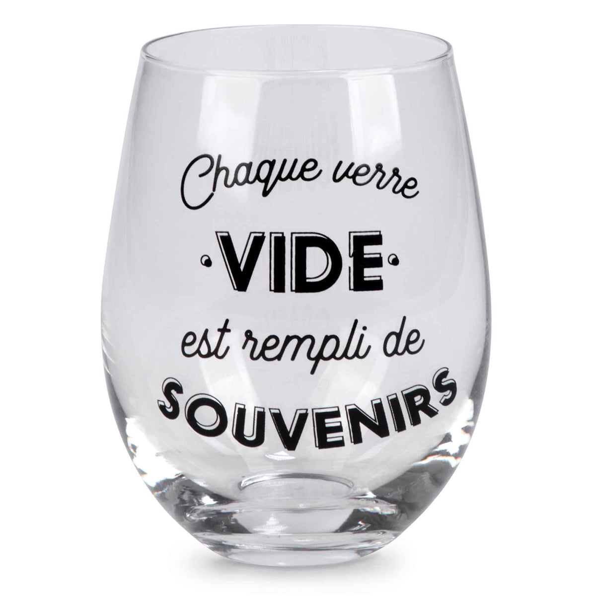 Verre à vin &#39;&#39;Chaque verre VIDE est rempli de SOUVENIRS&#39;&#39;, 3-1/2&quot; x 5&quot;