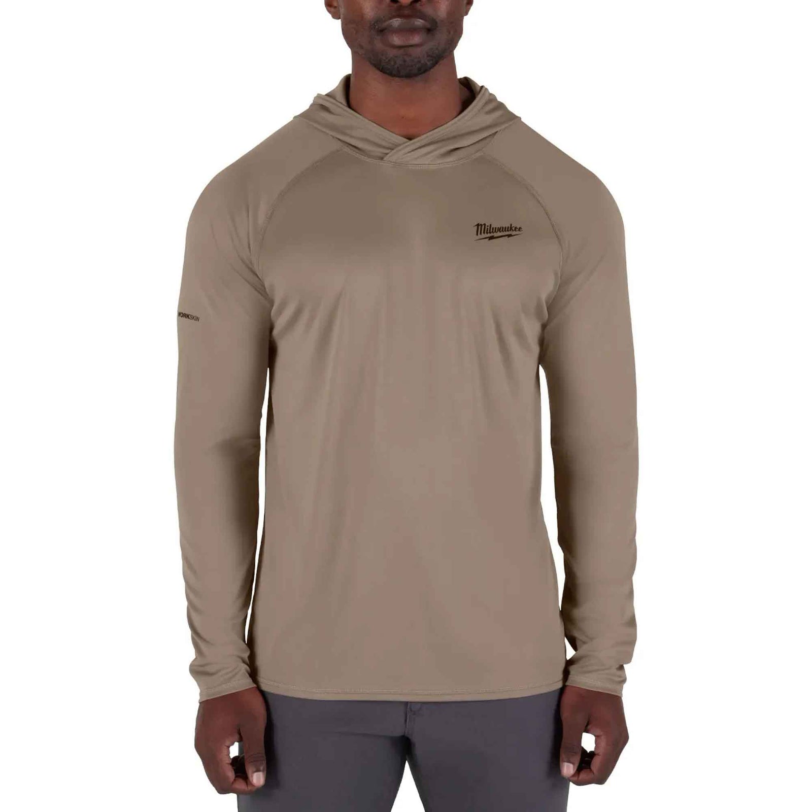 Chandail de travail à manche longue avec capuche et protection solaire Workskin, brun (2T-grand)