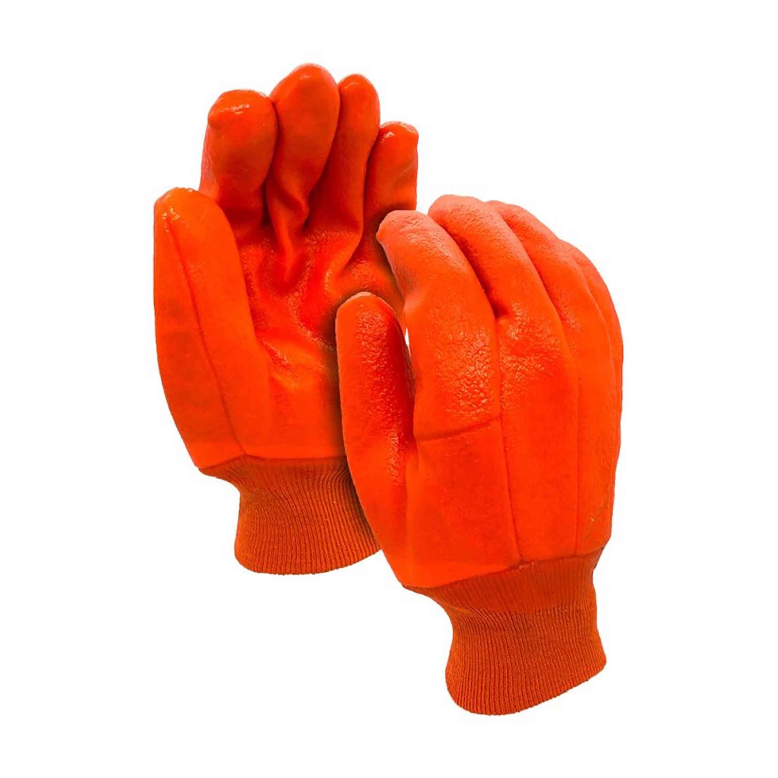 Gants de sécurité orange enduits de PVC et doublés en polar, taille unique