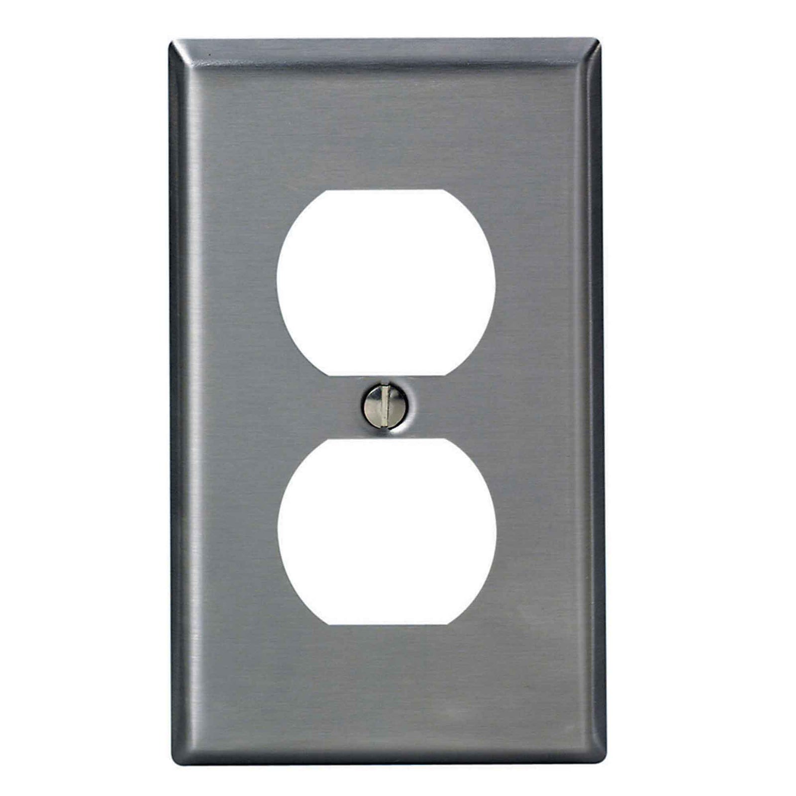 Plaque murale pour prise double à 1 groupe, acier inoxydable