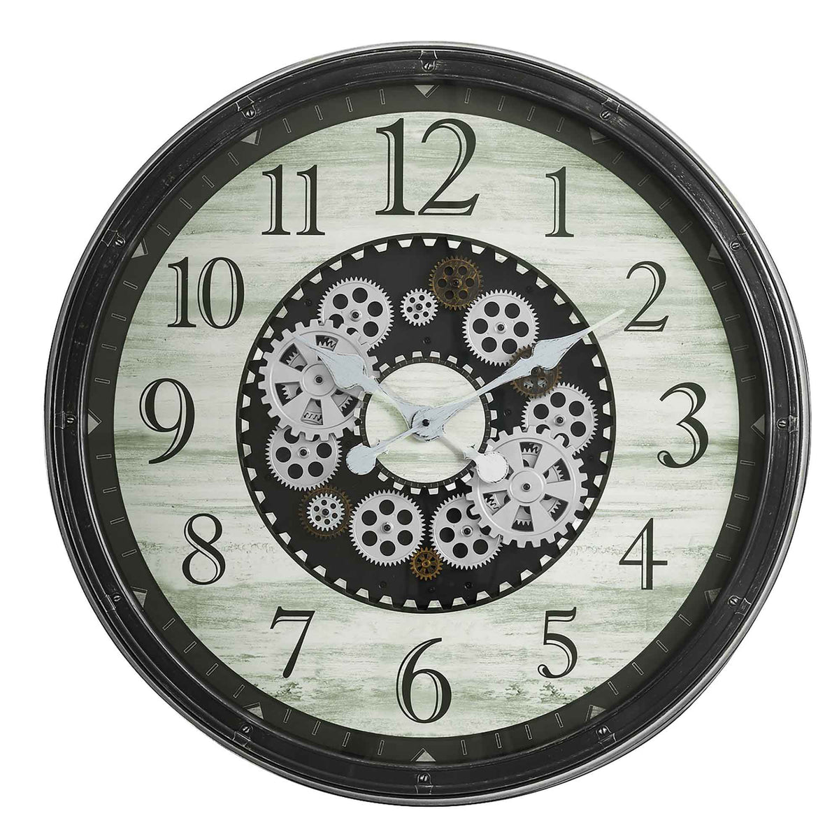 Horloge murale ronde avec mécanisme à engrenages, 30" (brun)