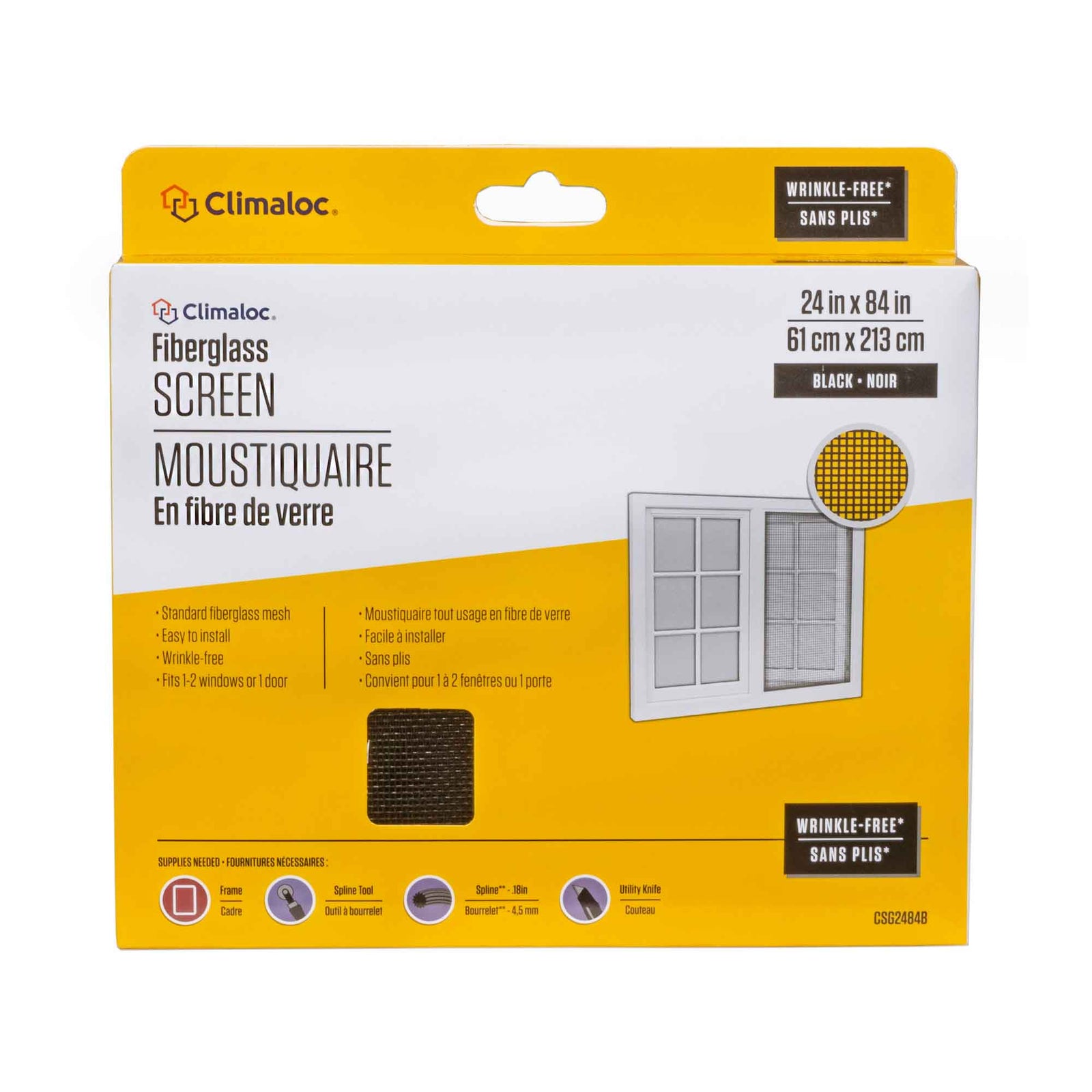 Moustiquaire en fibre de verre de 24" x 84'', noire