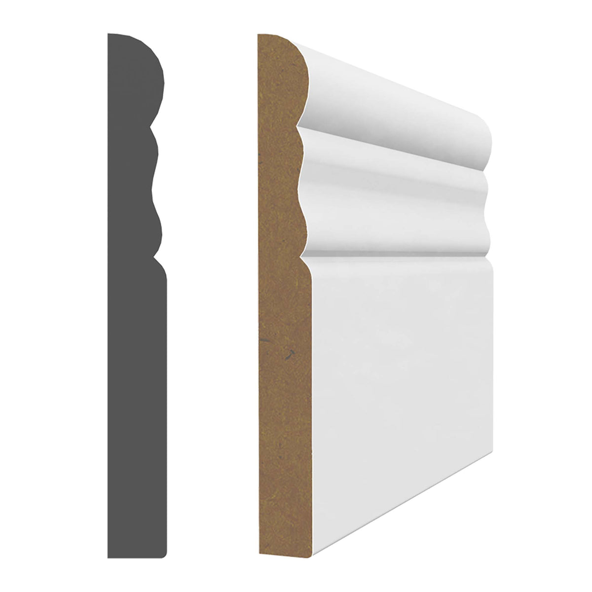 Plinthe en MDF avec apprêt blanc 9/8&#39;&#39; x 3-1/8&#39;&#39; x 8&#39;