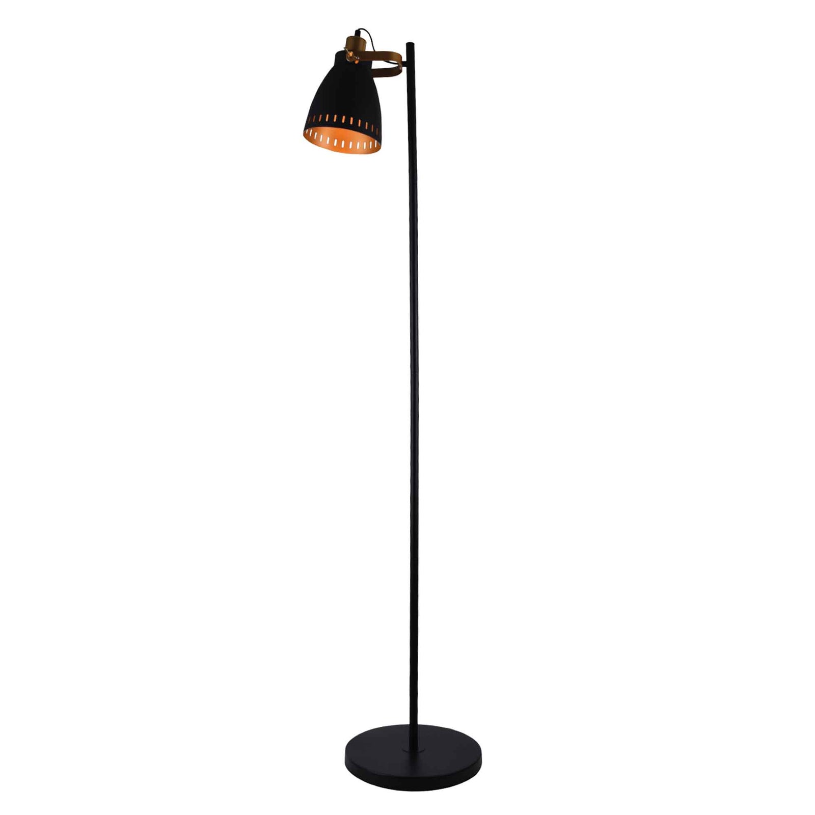 Lampe sur pied de la collection Parker noir et or, 11,8" x 61"