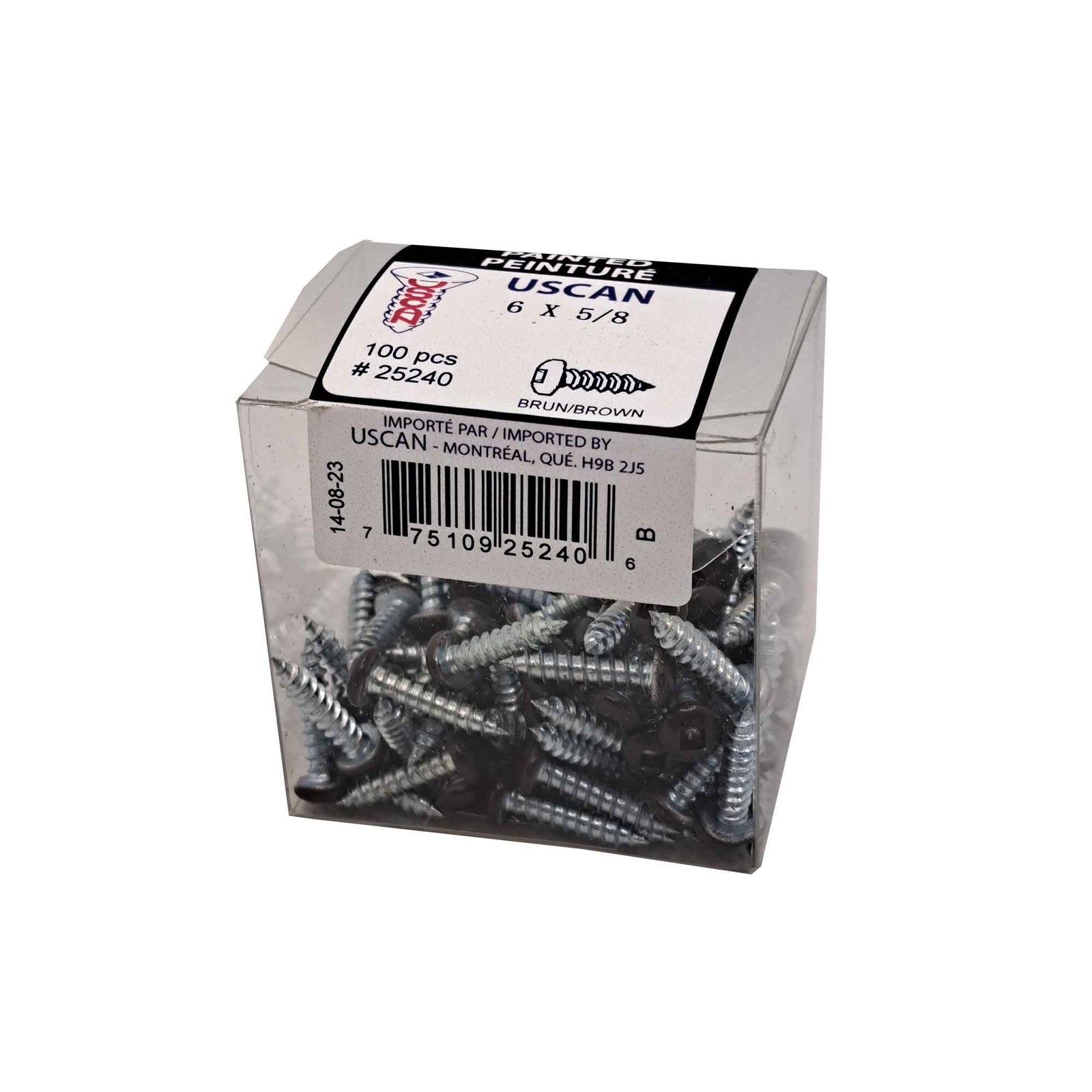 Vis pour soffite à tête de couleur brune, #6 x 5/8" (100 unités)