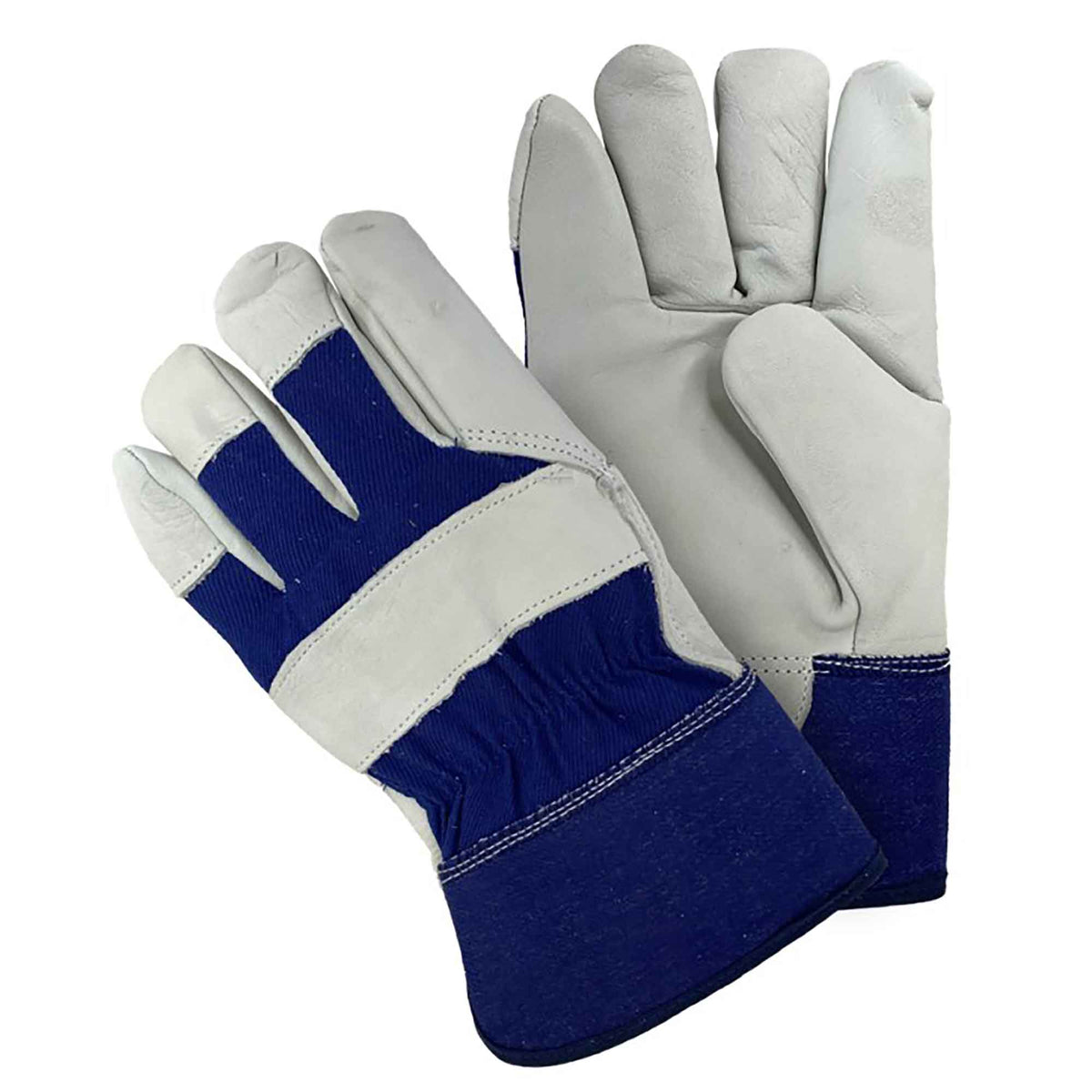 Gants de travail en cuir de vache pleine fleur doublés en molleton avec dos en coton, petit à moyen (couleurs assorties)