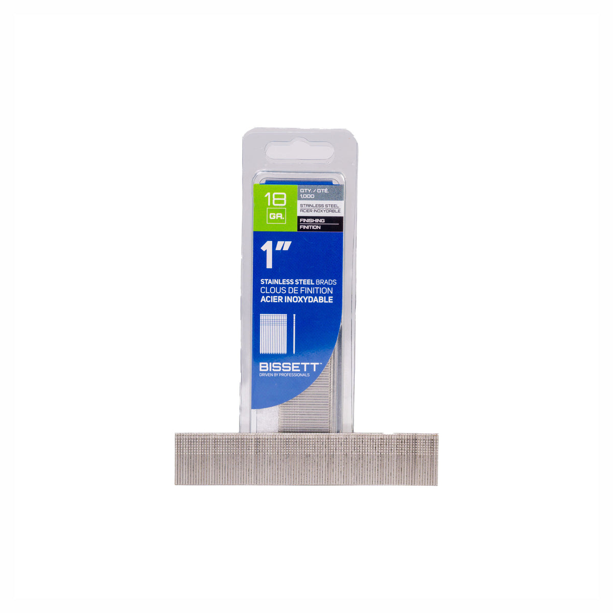Clous de finition de calibre 18 en acier inoxydable, 1" (1 000 unités)