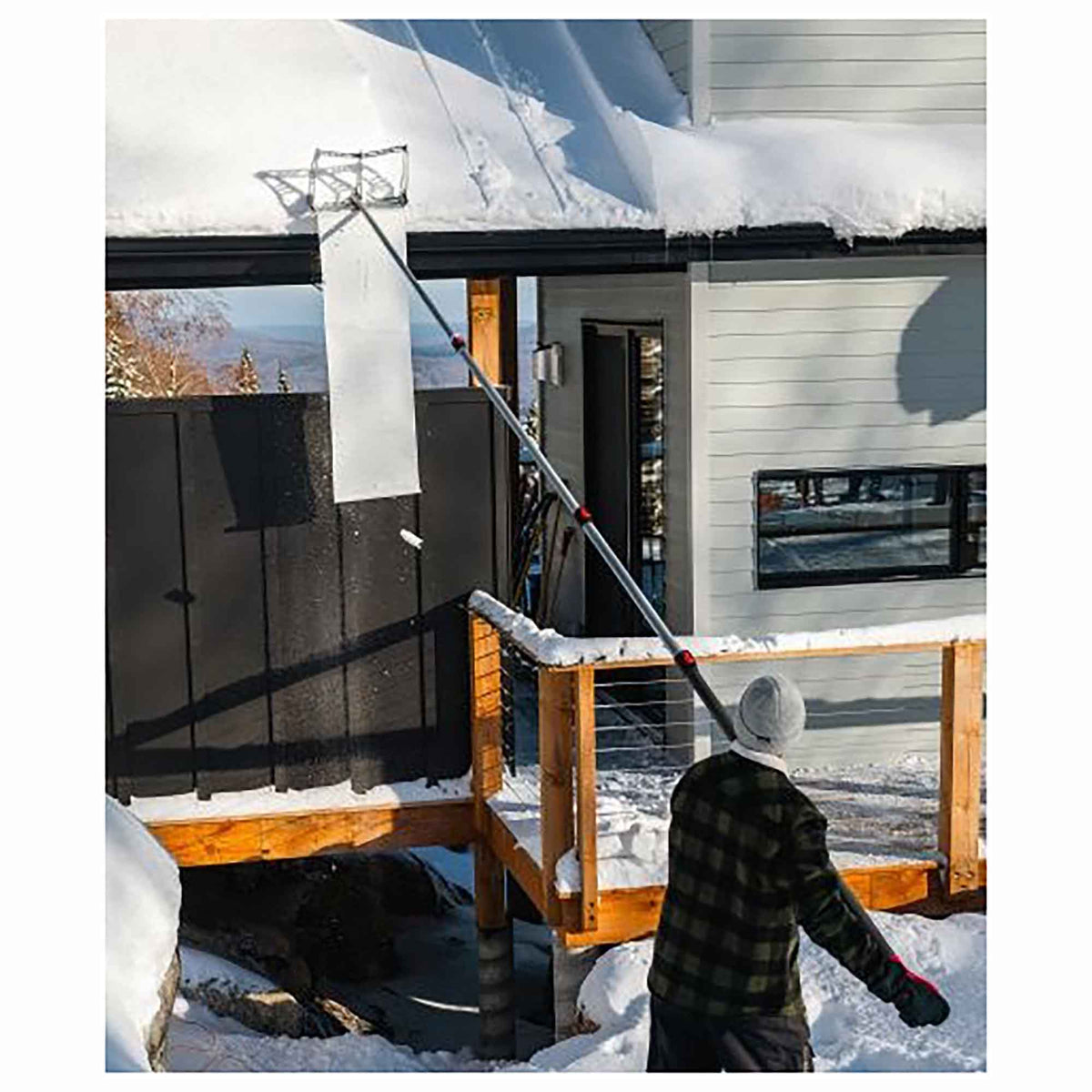 Gratte à toiture télescopique de 20' à gravité avec tapis de glisse de 5' pour toiture, 19''