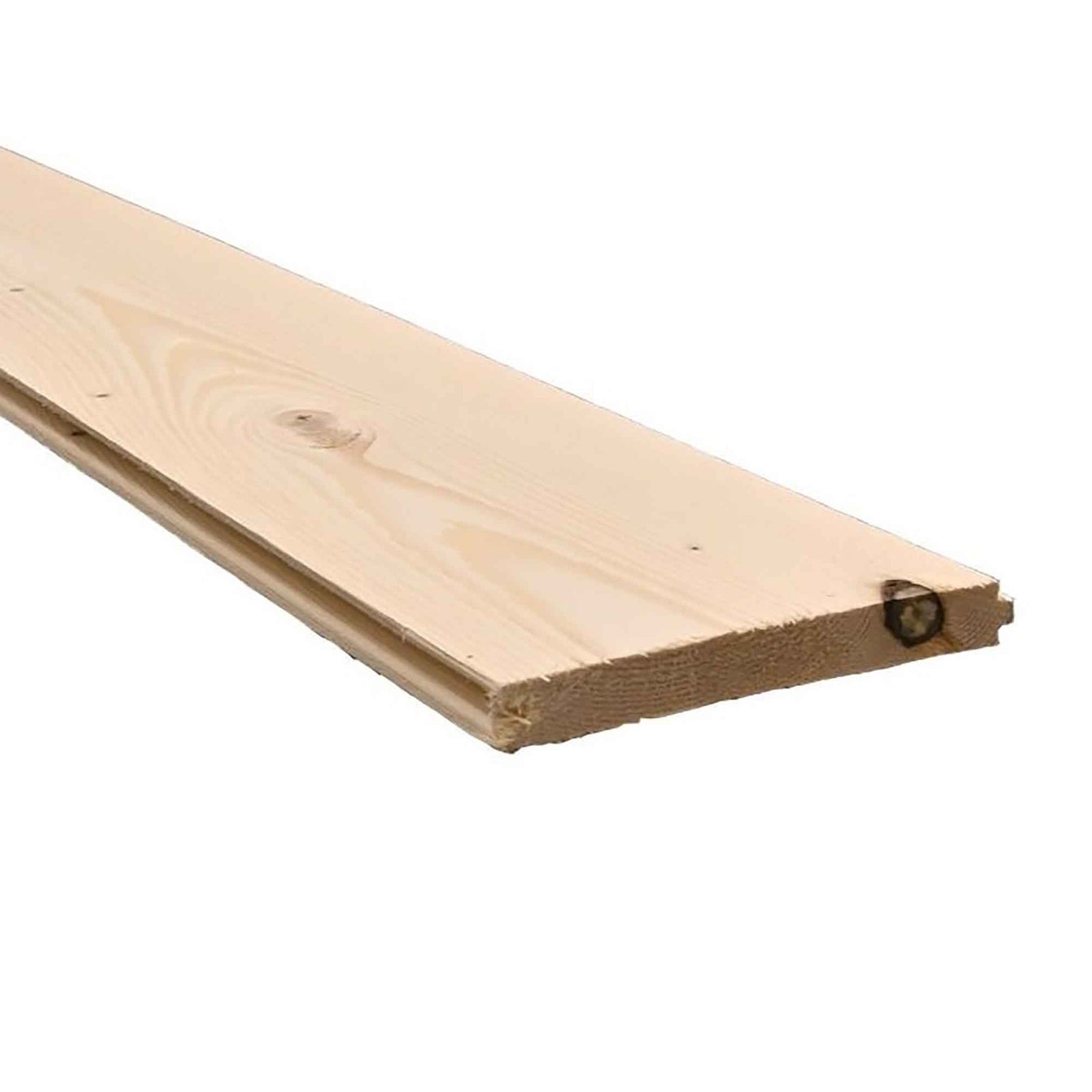 Pin blanc embouveté de grade #1 et #2, 1-1/4" x 5" (vendu au pied linéaire)