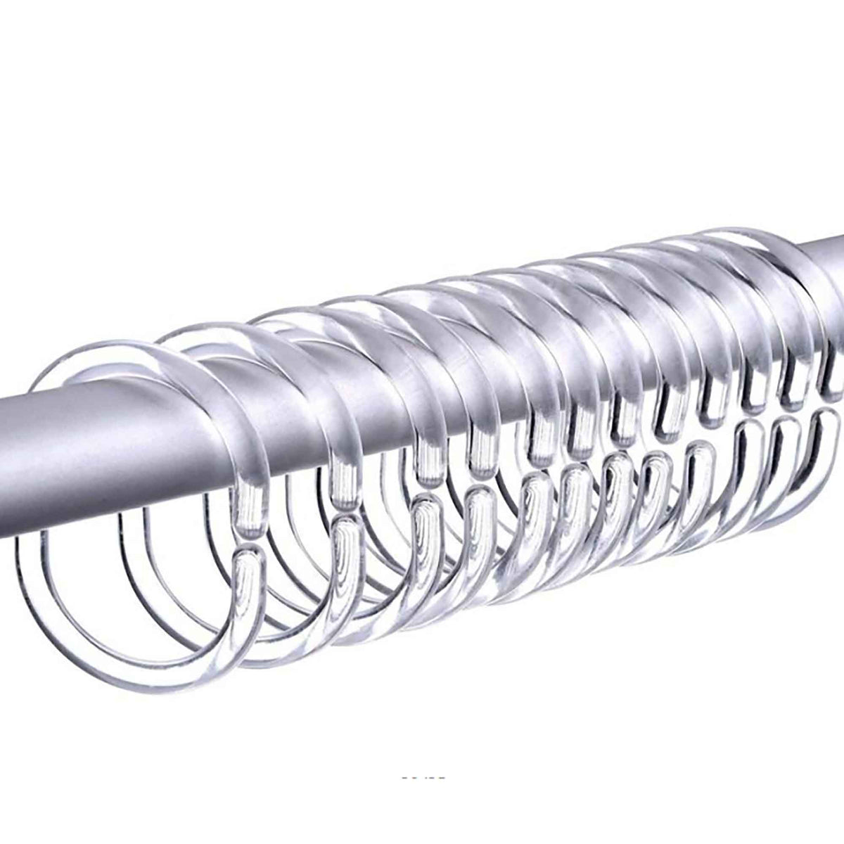 Crochet transparent pour rideau de douche, 12 unités