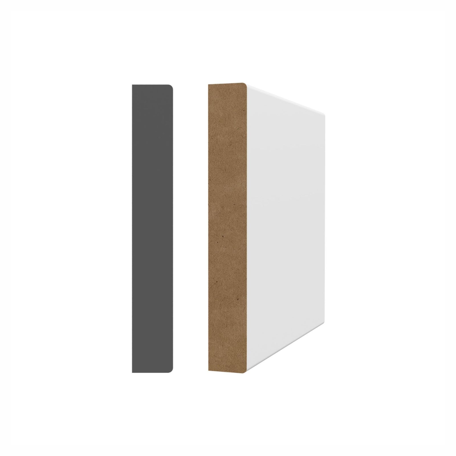 Plinthe rectangulaire en MDF avec apprêt blanc, 1/2" x 3-1/2" x 8' (6 unités)