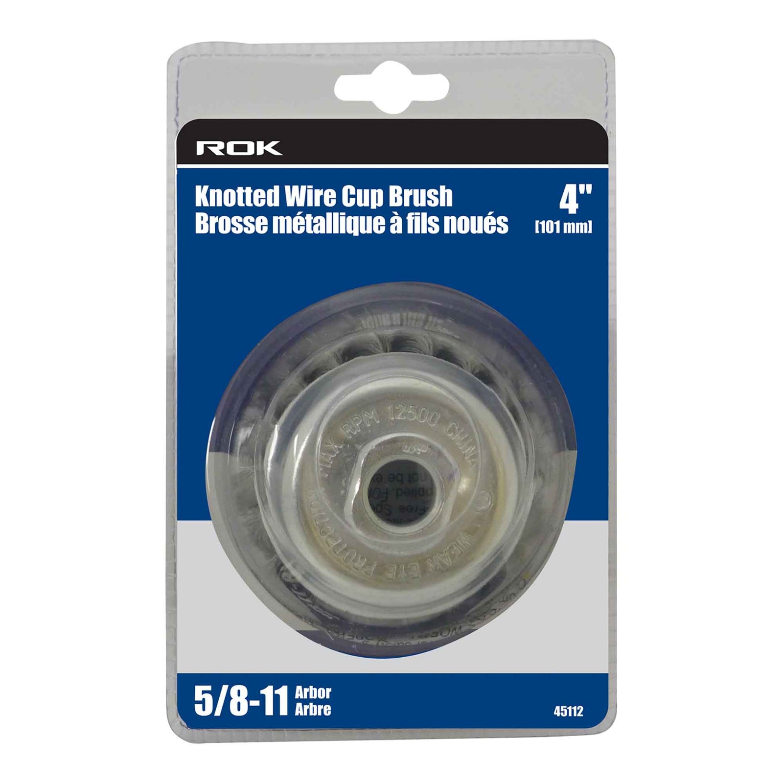 Brosse coupelle métallique à fils noués, 4''