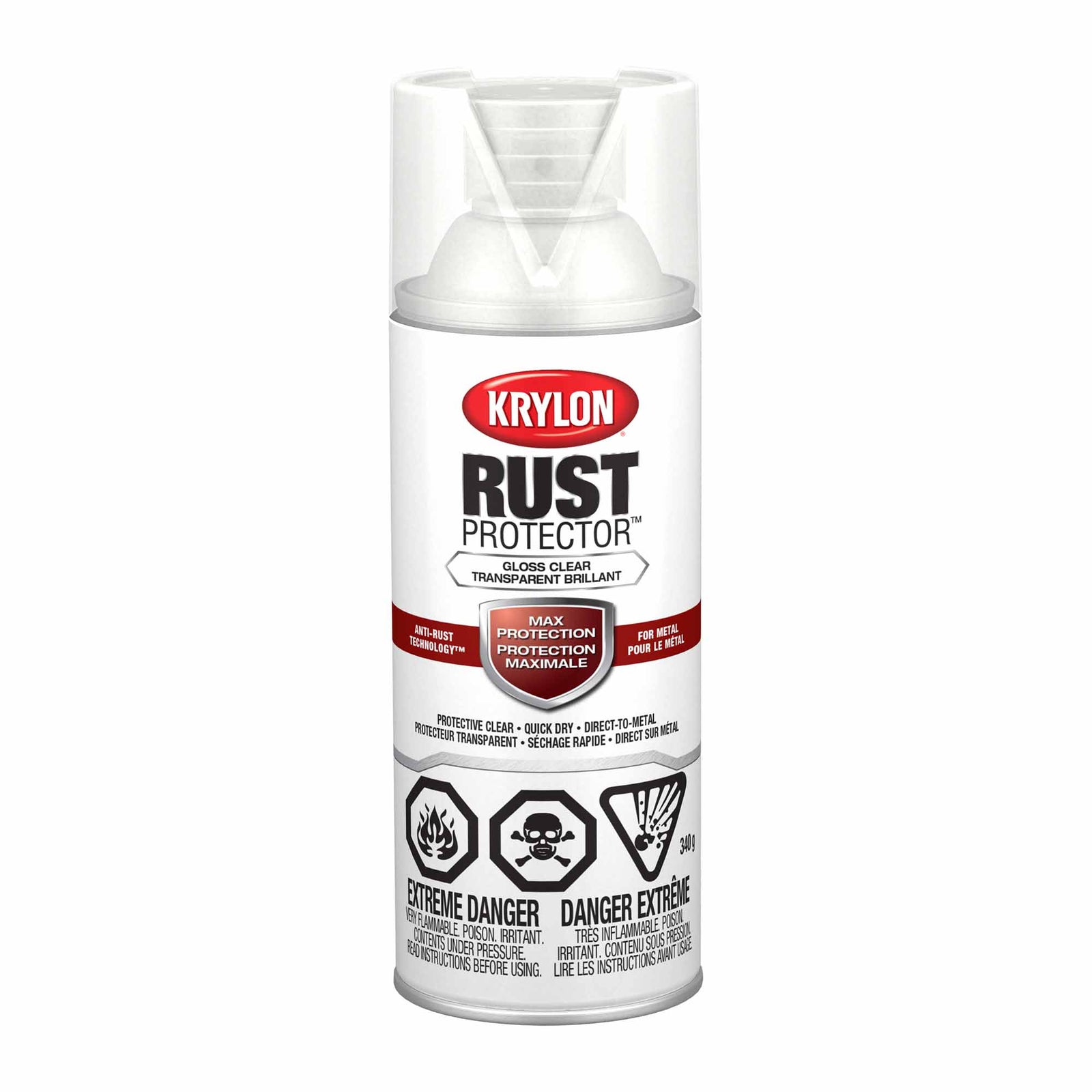 Krylon Rust Protector aérosol émail transparent brillant, 340 g