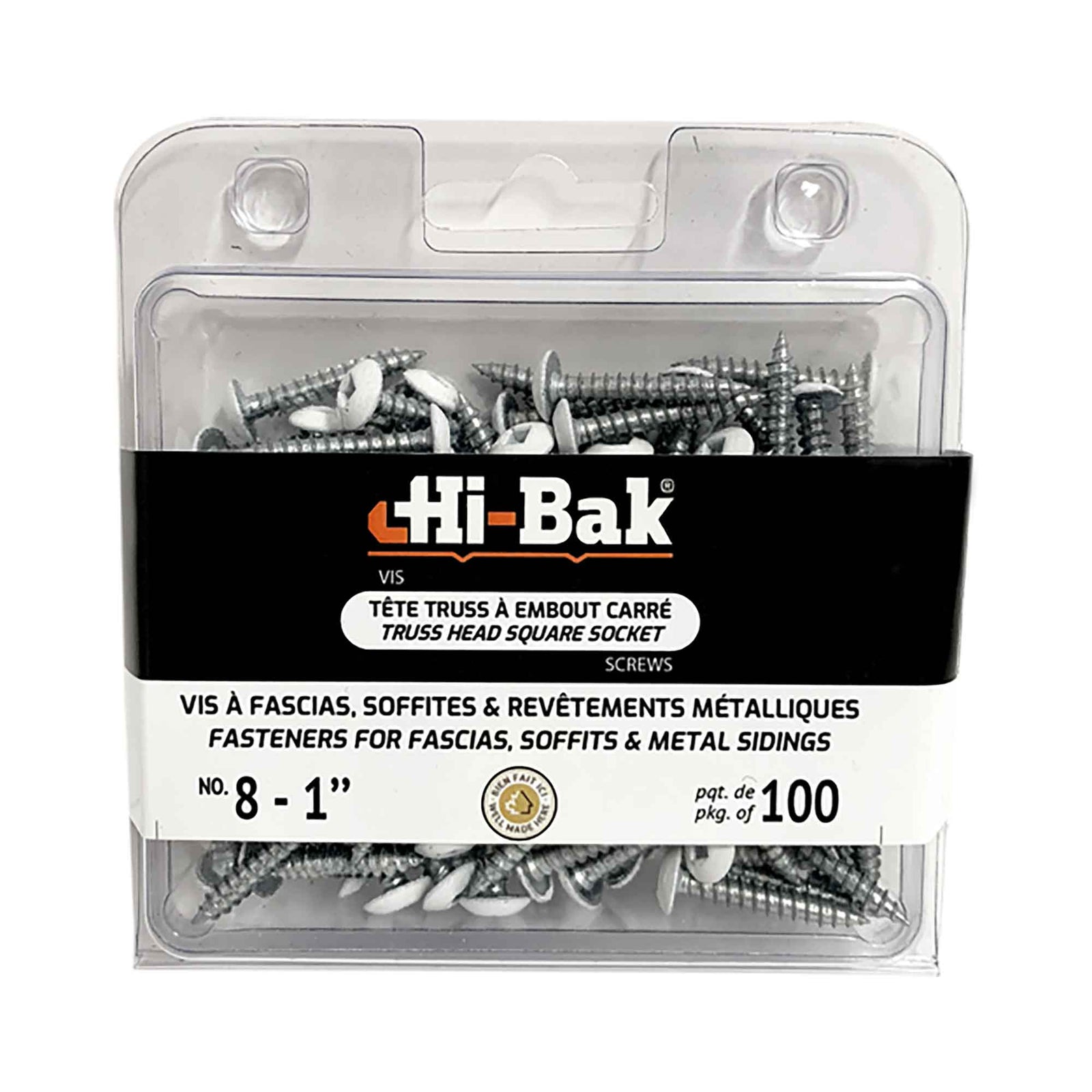 Vis pour revêtement à tête de couleur blanche, no. 8 - 1" (100 unités)