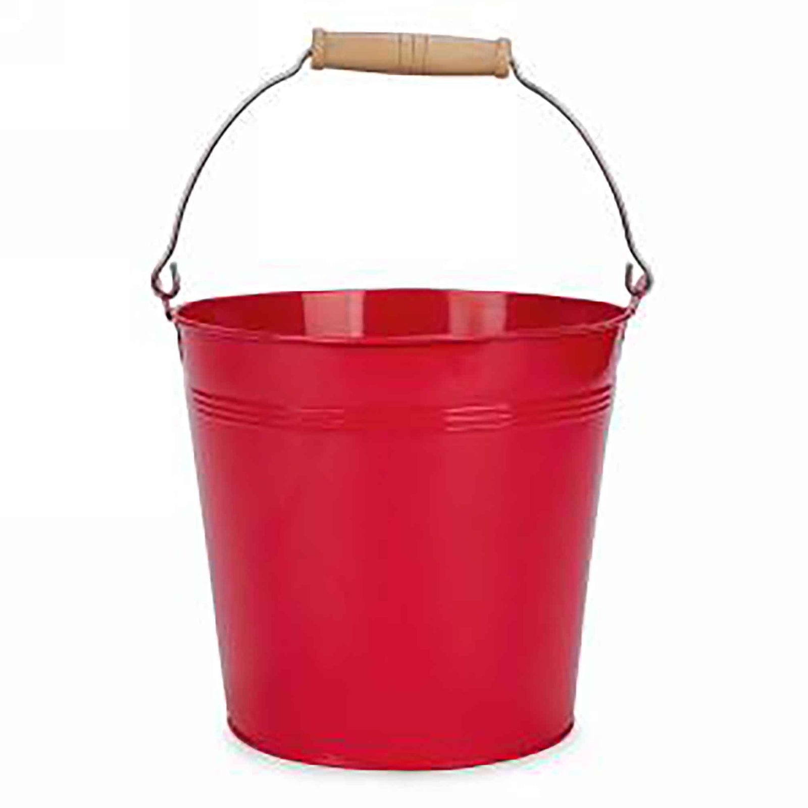 Seau rouge en métal avec anse, 7,5" x 7"