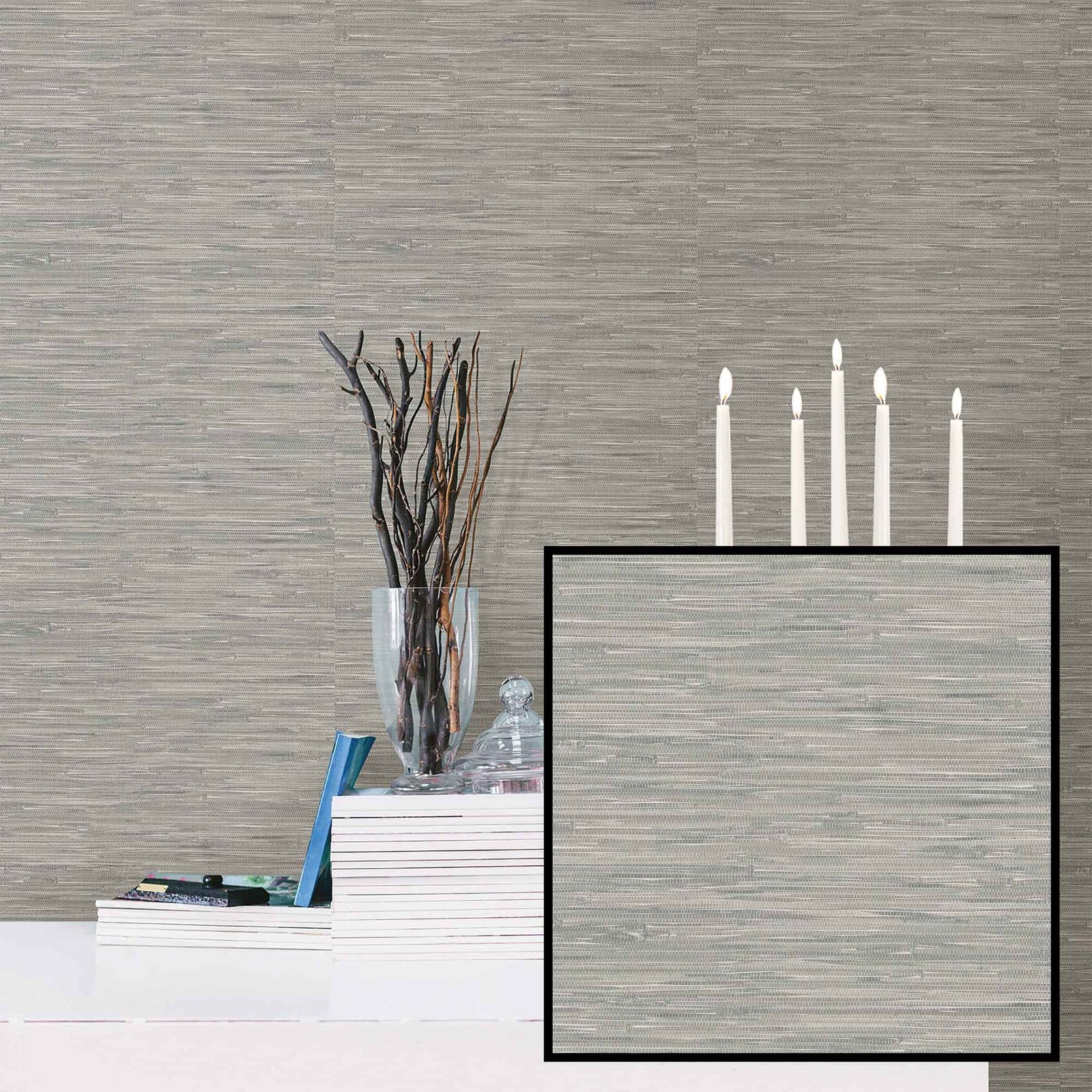 Papier peint ''peler et coller'' à motif toile de ramie tibétaine, 20,5" x 18'