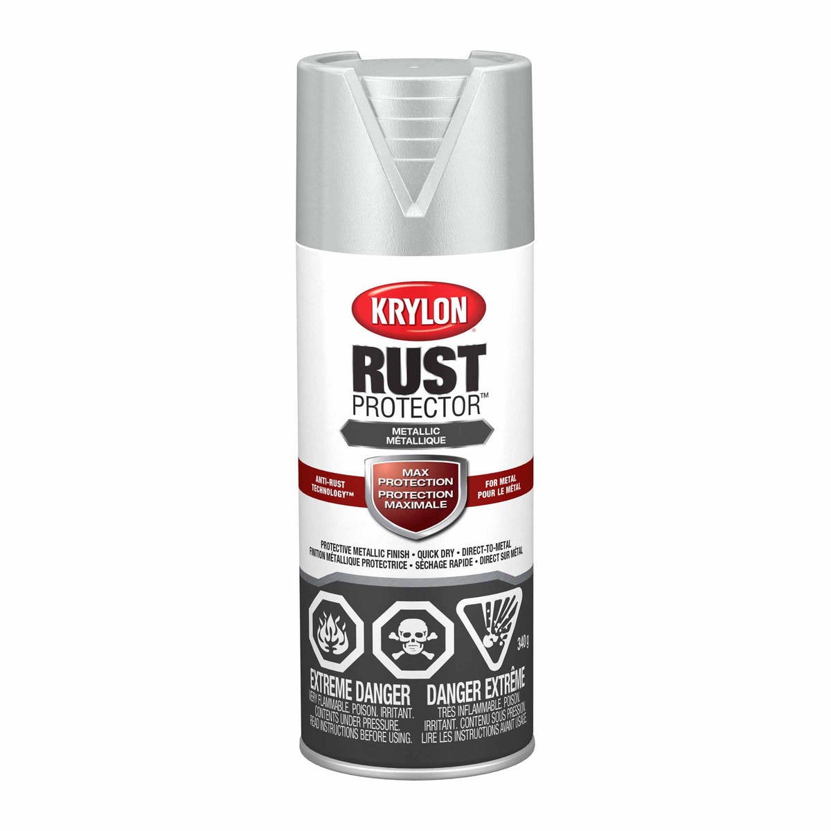 Krylon Rust Protector aérosol fini métallique argent, 340 g