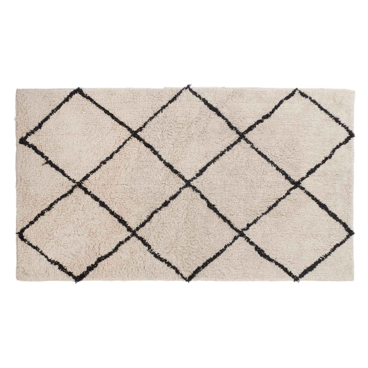 Tapis beige avec motif géométrique noir, 40,5&quot; x 24,5&quot;