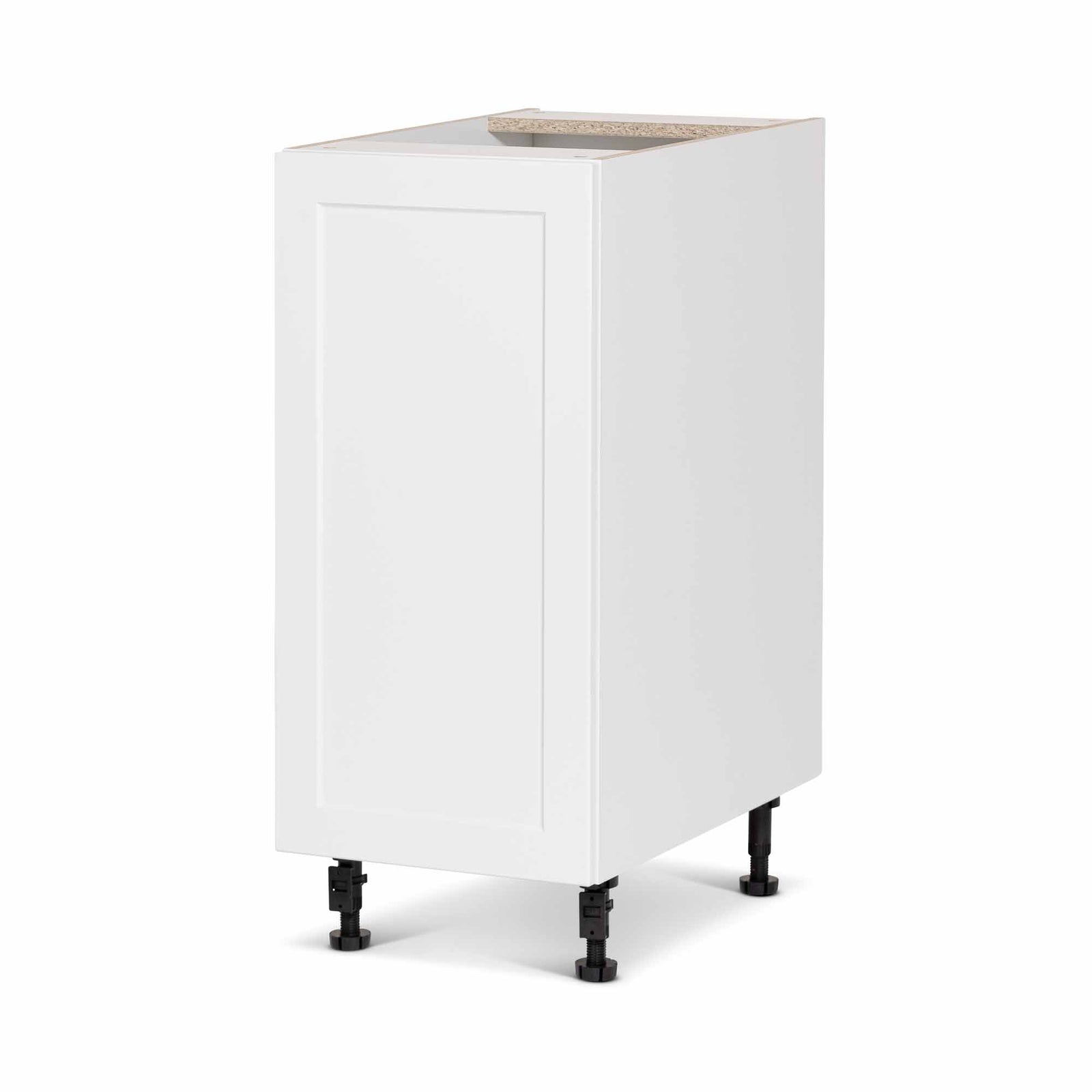 Module de bas d'armoire de cuisine de style Shaker en mélamine blanche avec 1 porte, 15"