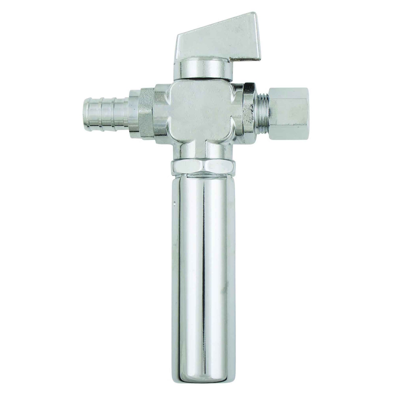 Mini valve à bille Pex-B x 3/8'' à compression avec antibélier AA, 1/4 de tour droit 