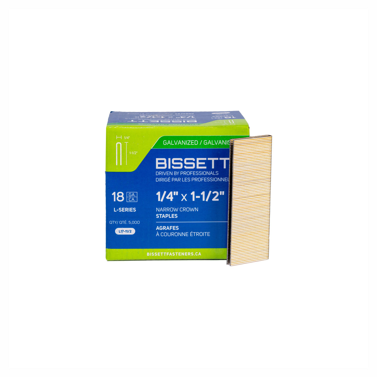 Agrafes à couronne étroite de calibre 18 en acier galvanisé, 1/4" x 1-1/2" (5 000 unités)
