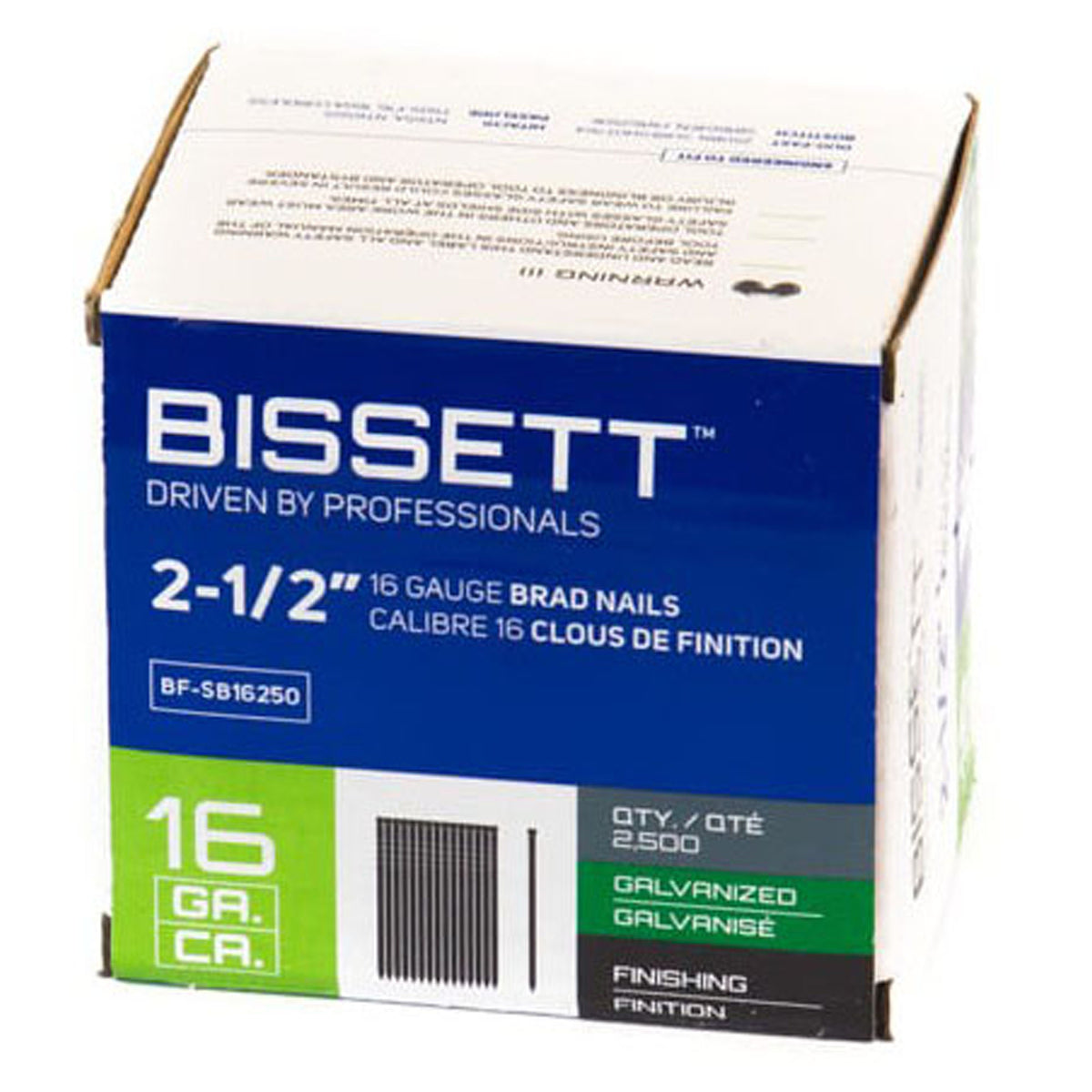 Clous de finition galvanisés en bande de calibre 16, 2-1/2"  (2 500 unités)