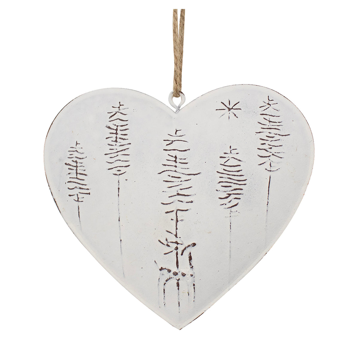 Décoration de coeur en métal blanc à suspendre, 4''