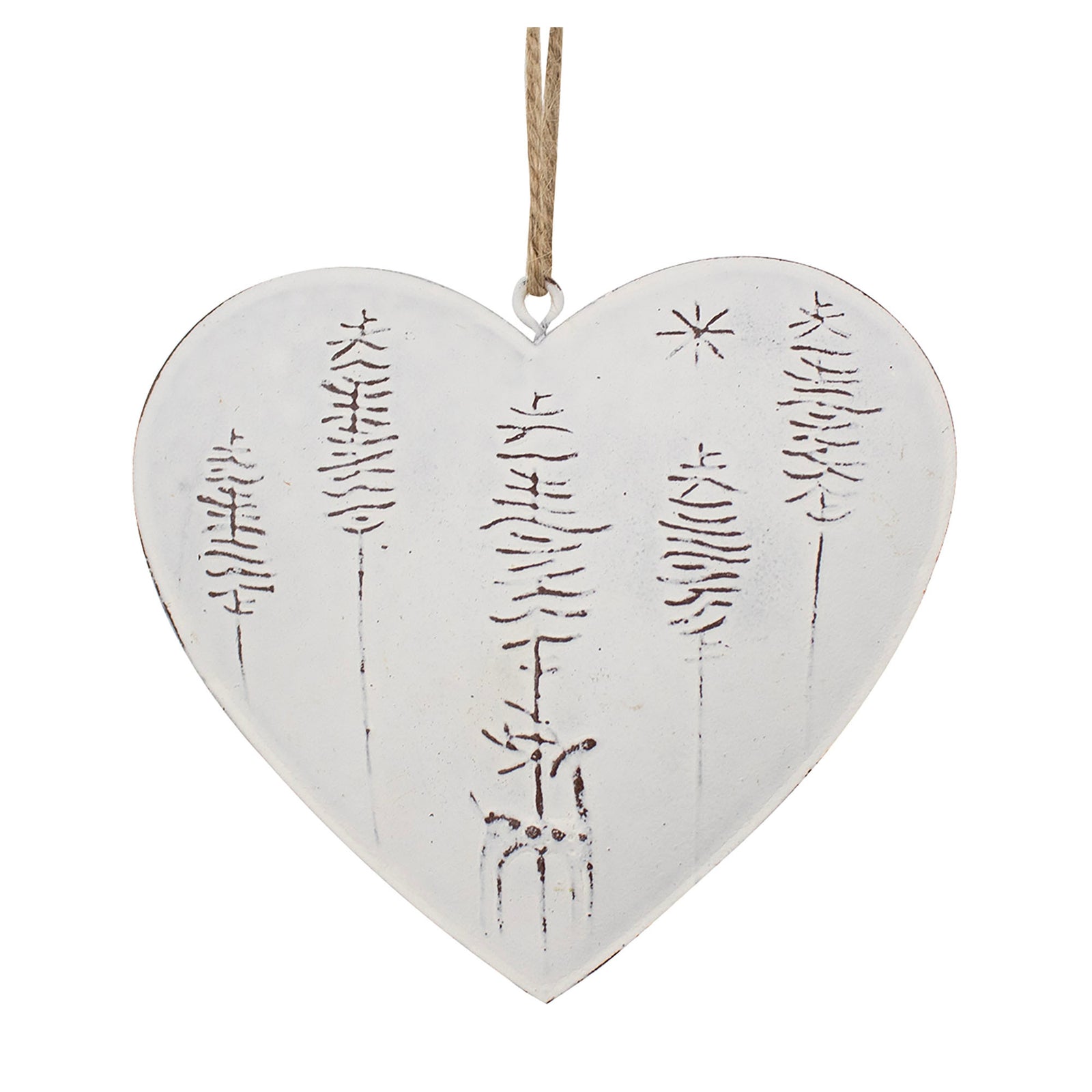 Décoration de coeur en métal blanc à suspendre, 4''