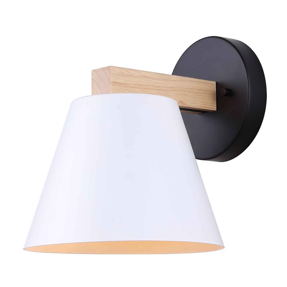 Luminaire de vanité Harlyn à 1 lumière, noir mat et bois véritable