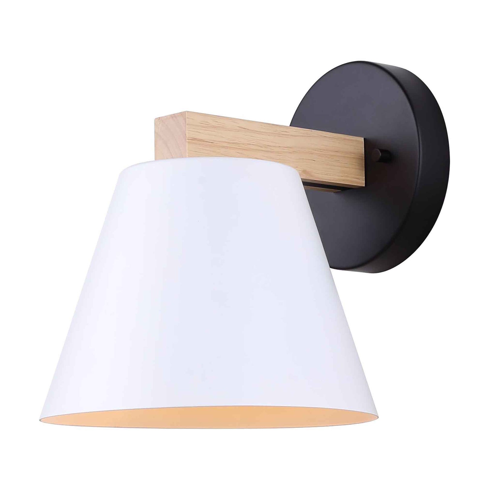 Luminaire de vanité Harlyn à 1 lumière, noir mat et bois véritable