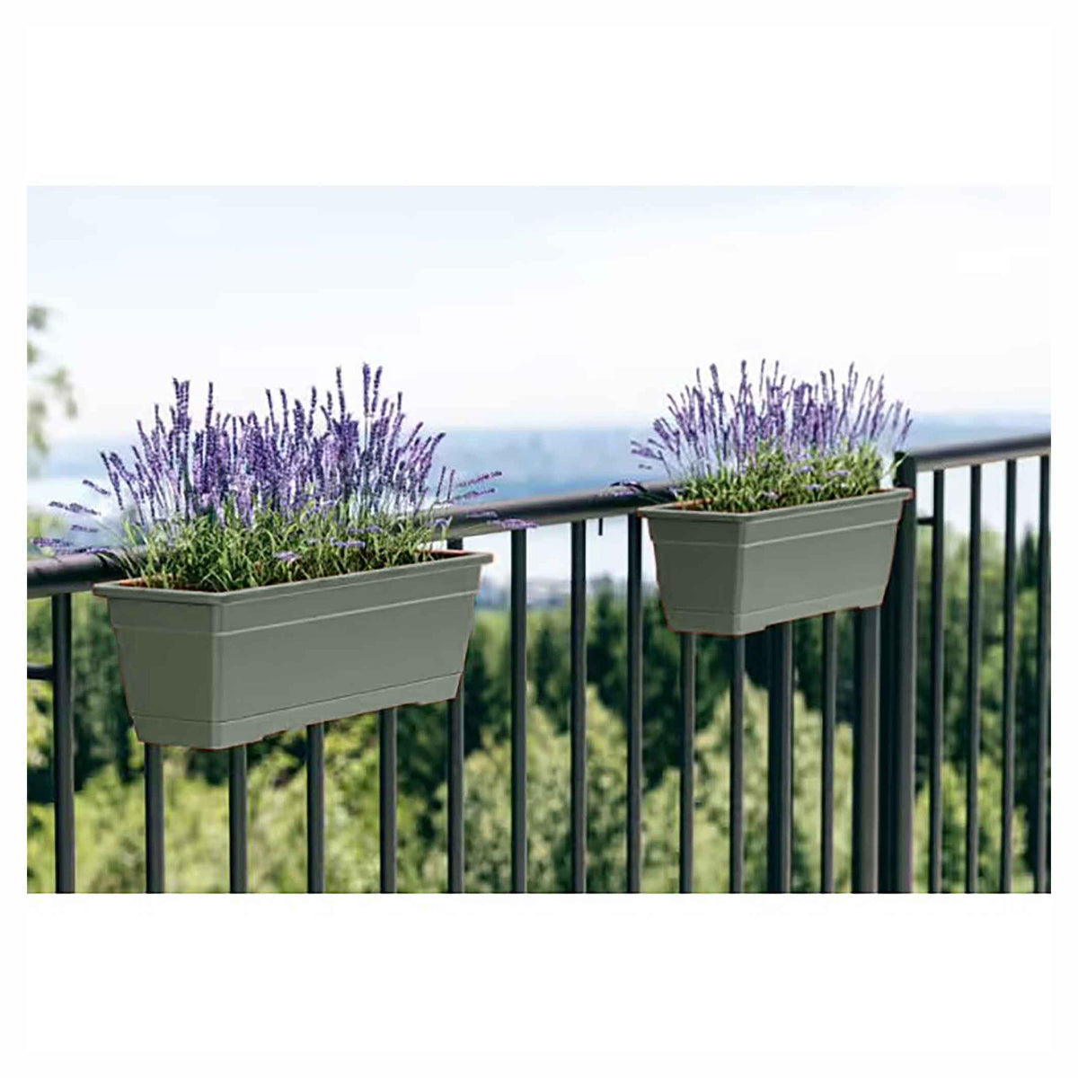 Jardinière de balcon Birka avec supports, 20'' (vert forêt)