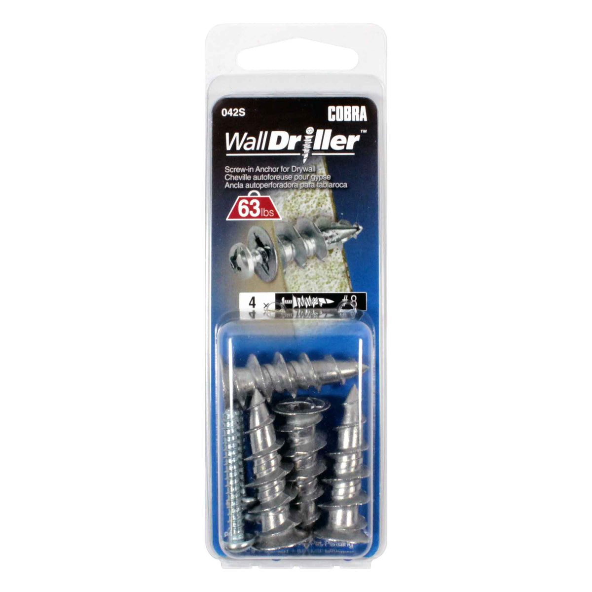 Ancrage en zinc pour mur creux WallDriller #8 x 1-1/2&#39;&#39;, 4 unités