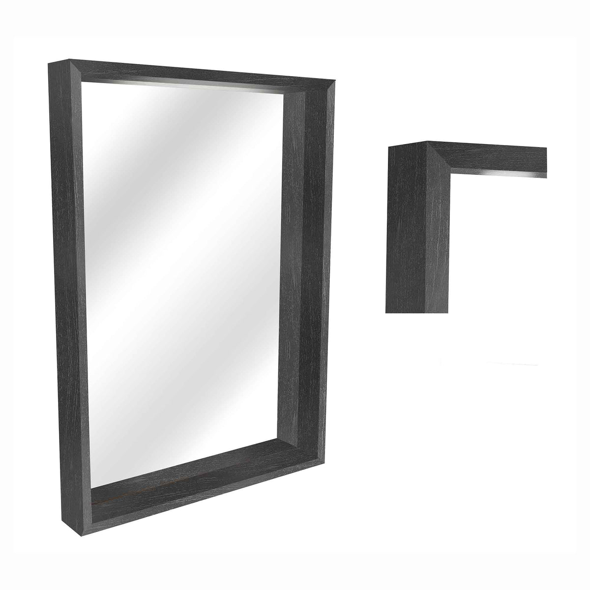 Miroir rectangulaire avec bordure d'aspect bois, 20" x 28" (noir)