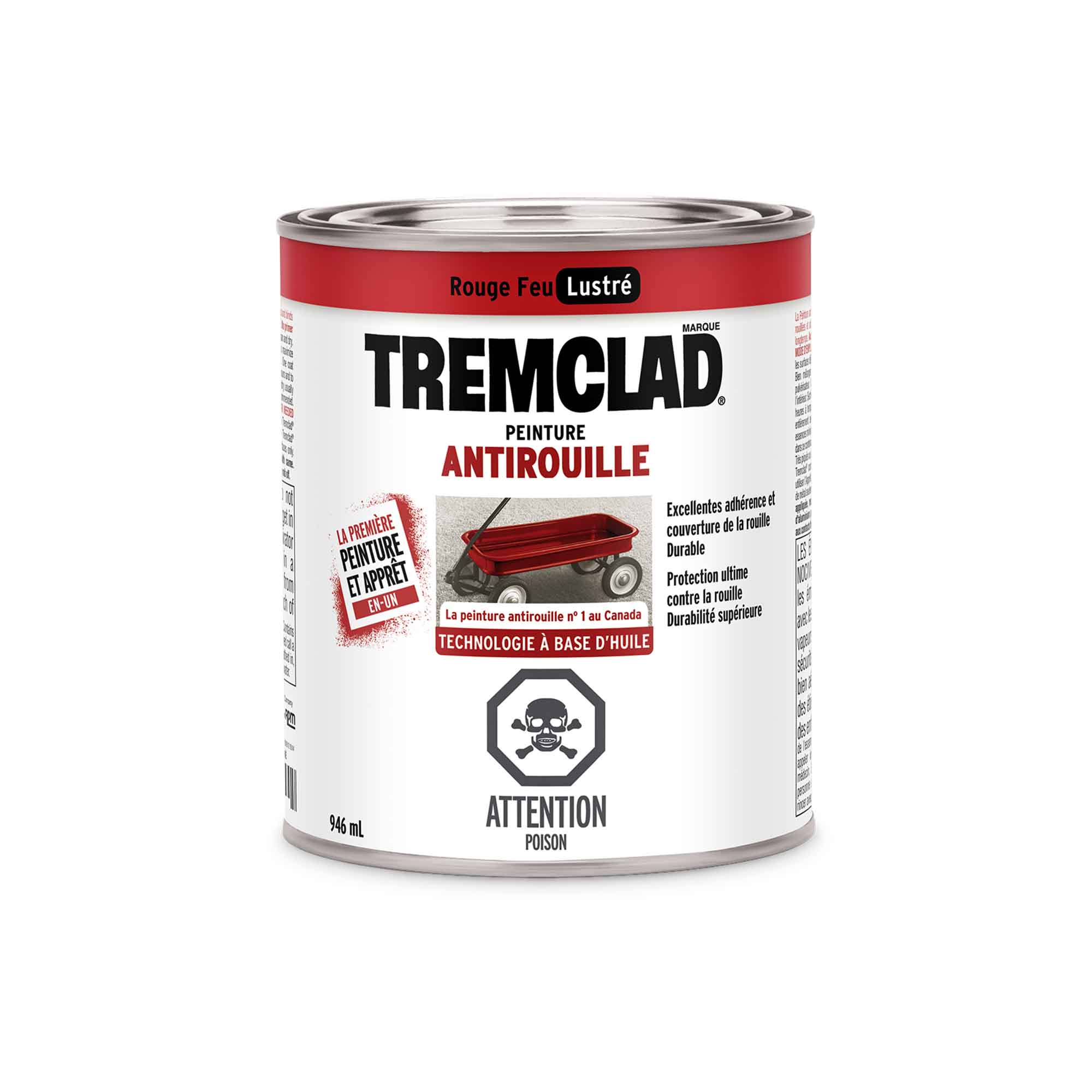 Tremclad peinture antirouille à base d'huile rouge feu lustré, 946 ml