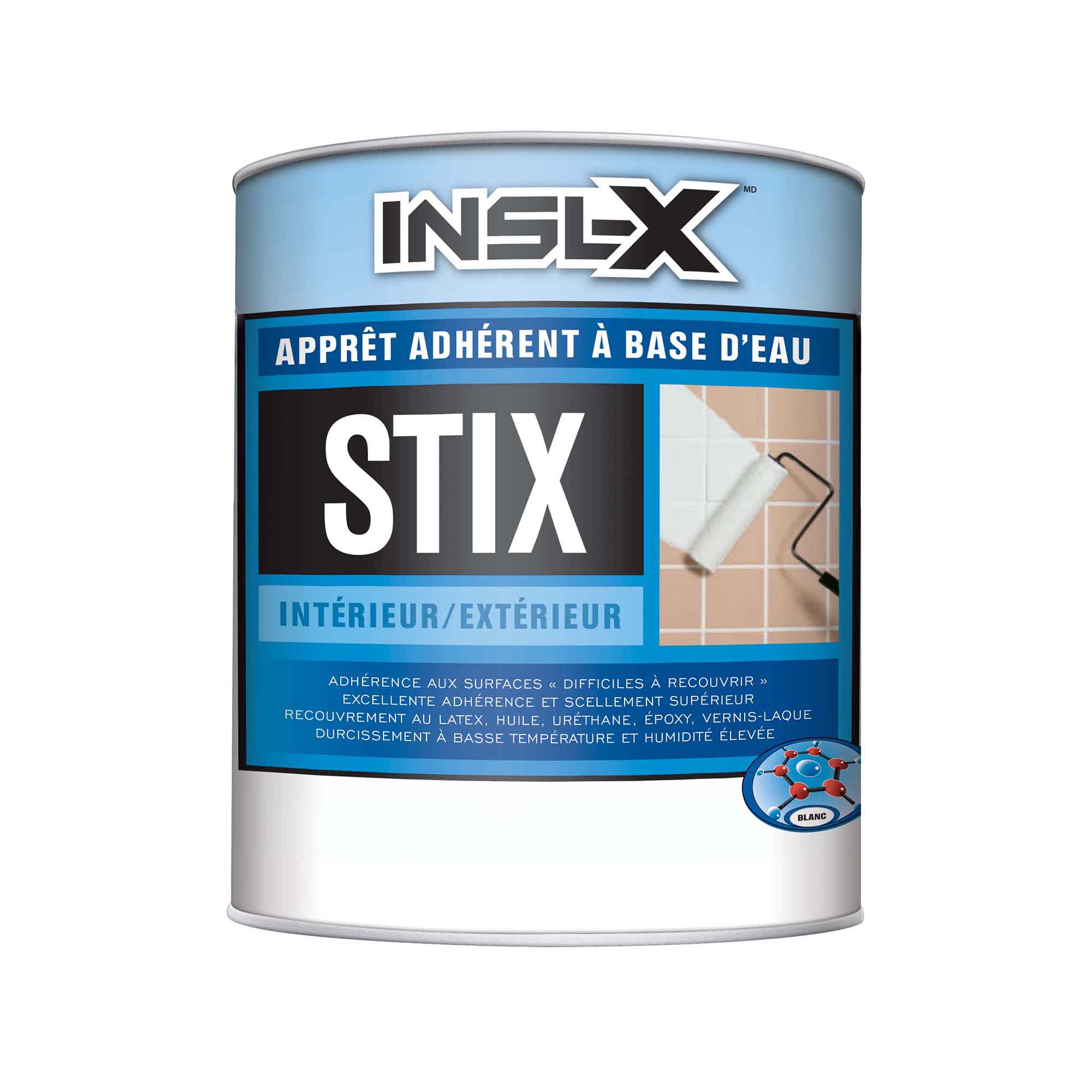 Apprêt adhérent à base d'eau d'intérieur et d'extérieur Insl-X Stix blanc, 946 ml