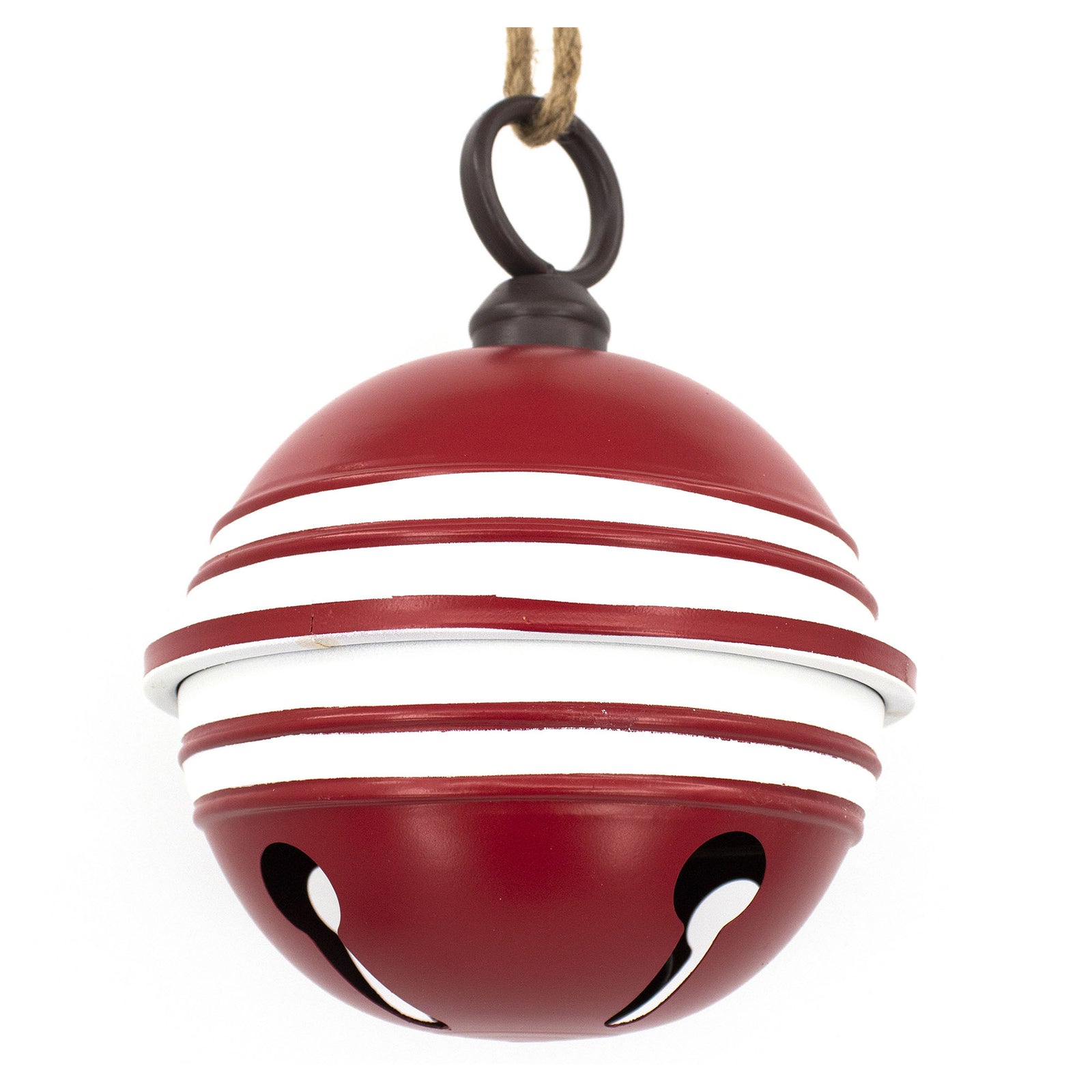 Grelot métallique rayé de rouge et de blanc, 12''