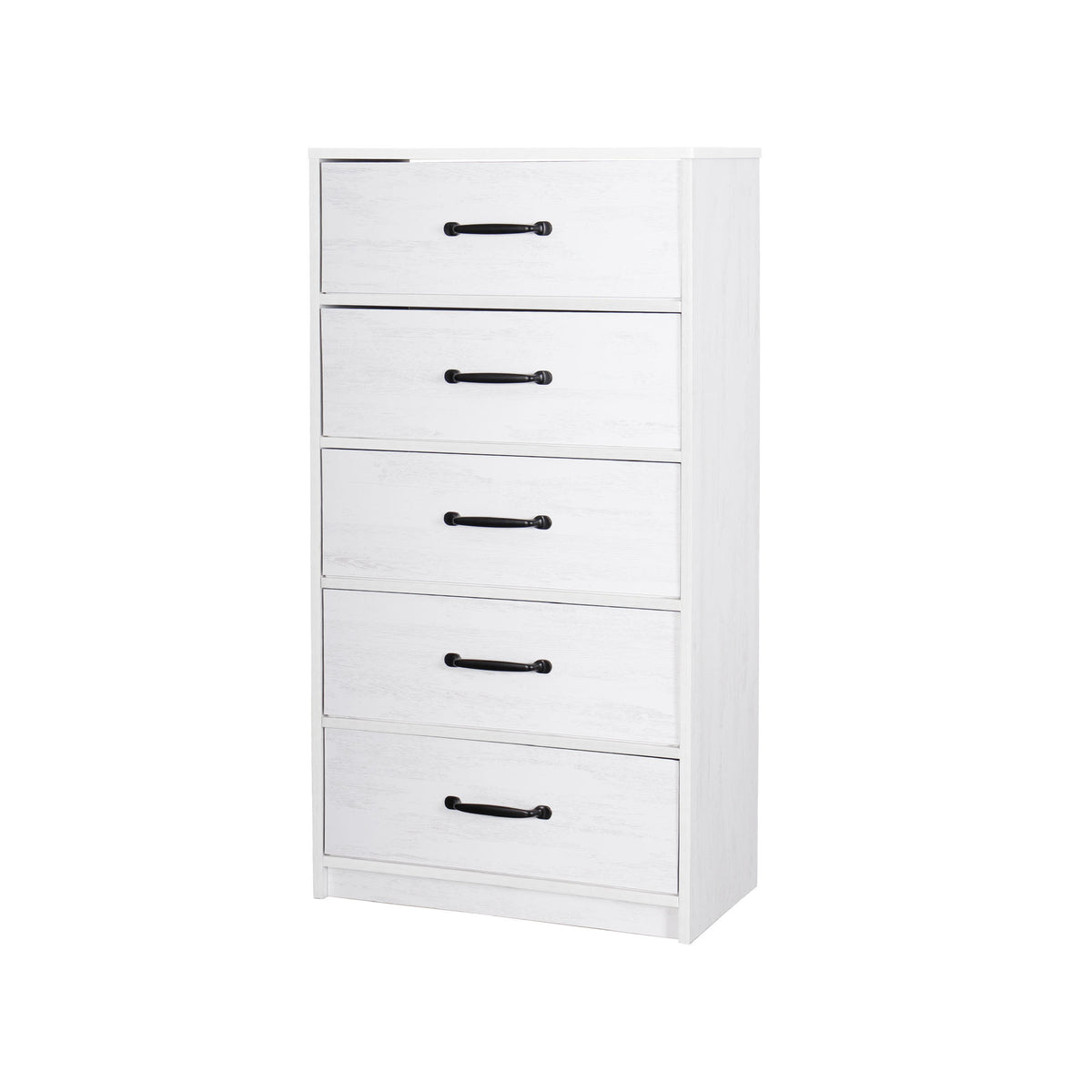 Commode en MDF blanc avec 5 tiroirs pliables, 22,8" x 11,7" x 44,3"