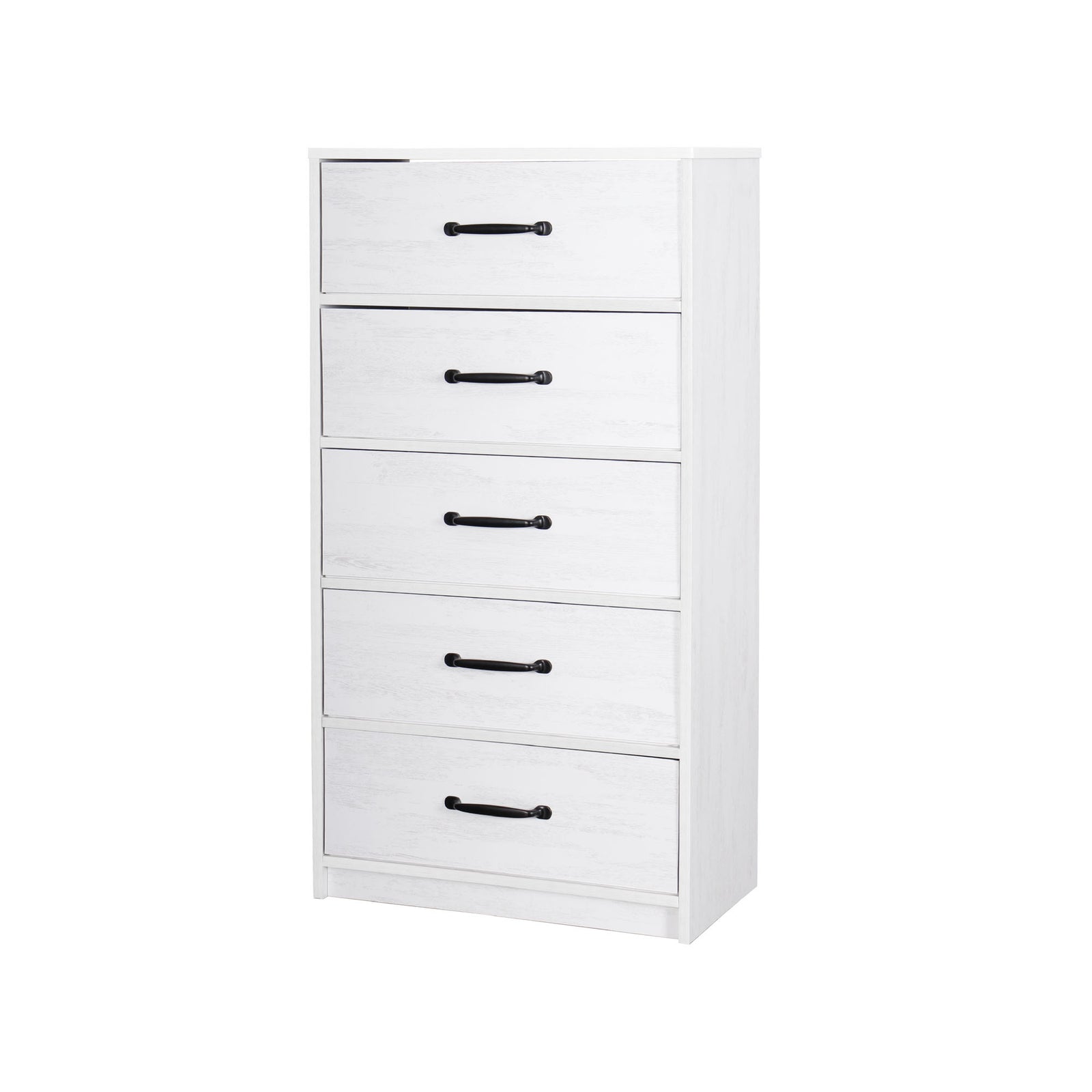 Commode en MDF blanc avec 5 tiroirs pliables, 22,8" x 11,7" x 44,3"