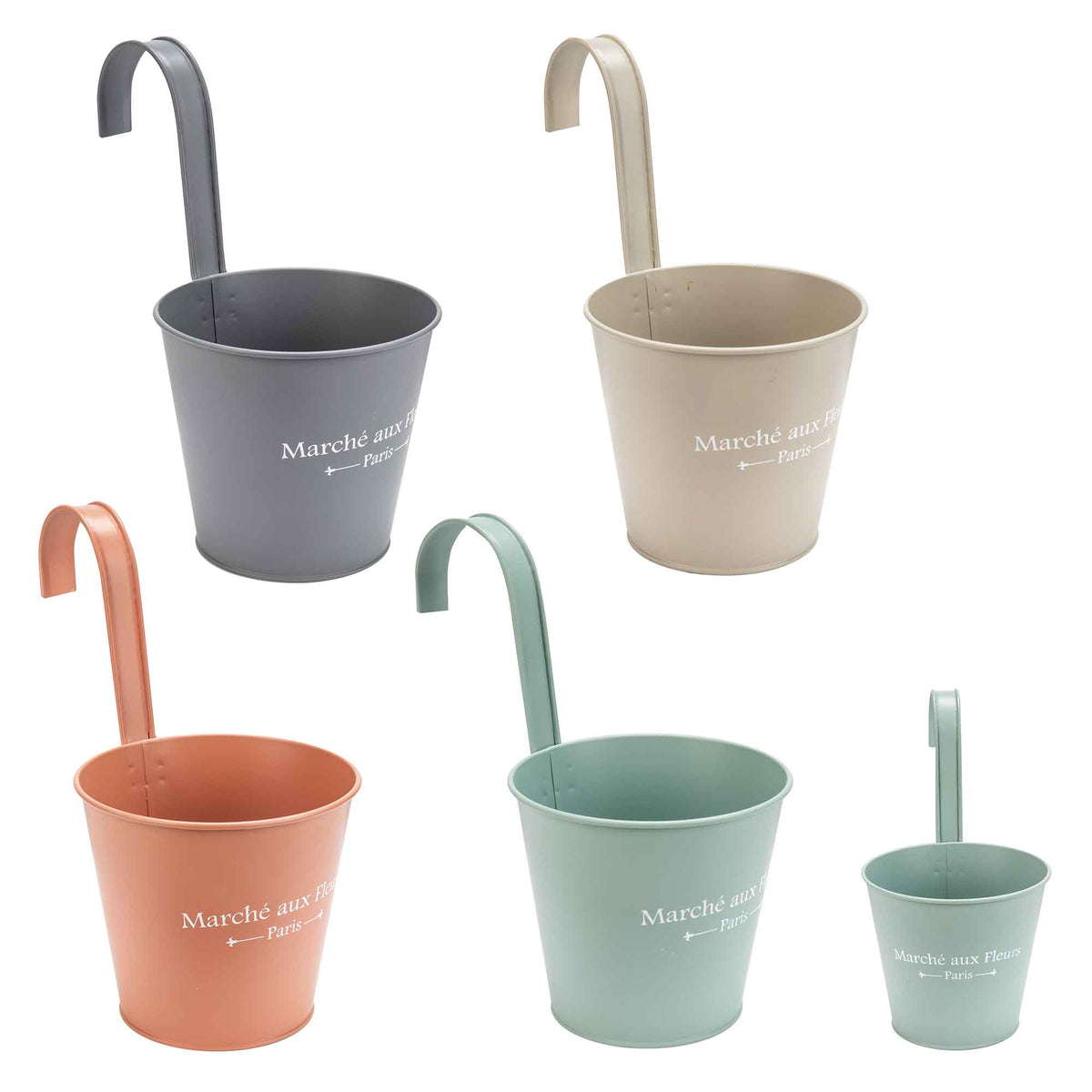 Jardinière métallique à suspendre ''Marché aux Fleurs, Paris'', 9,84'' (choix entre 4 couleurs)