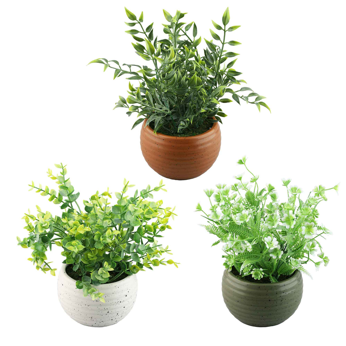 Plante verte artificielle dans un pot en céramique, 9,45'' (choix entre 3 modèles)