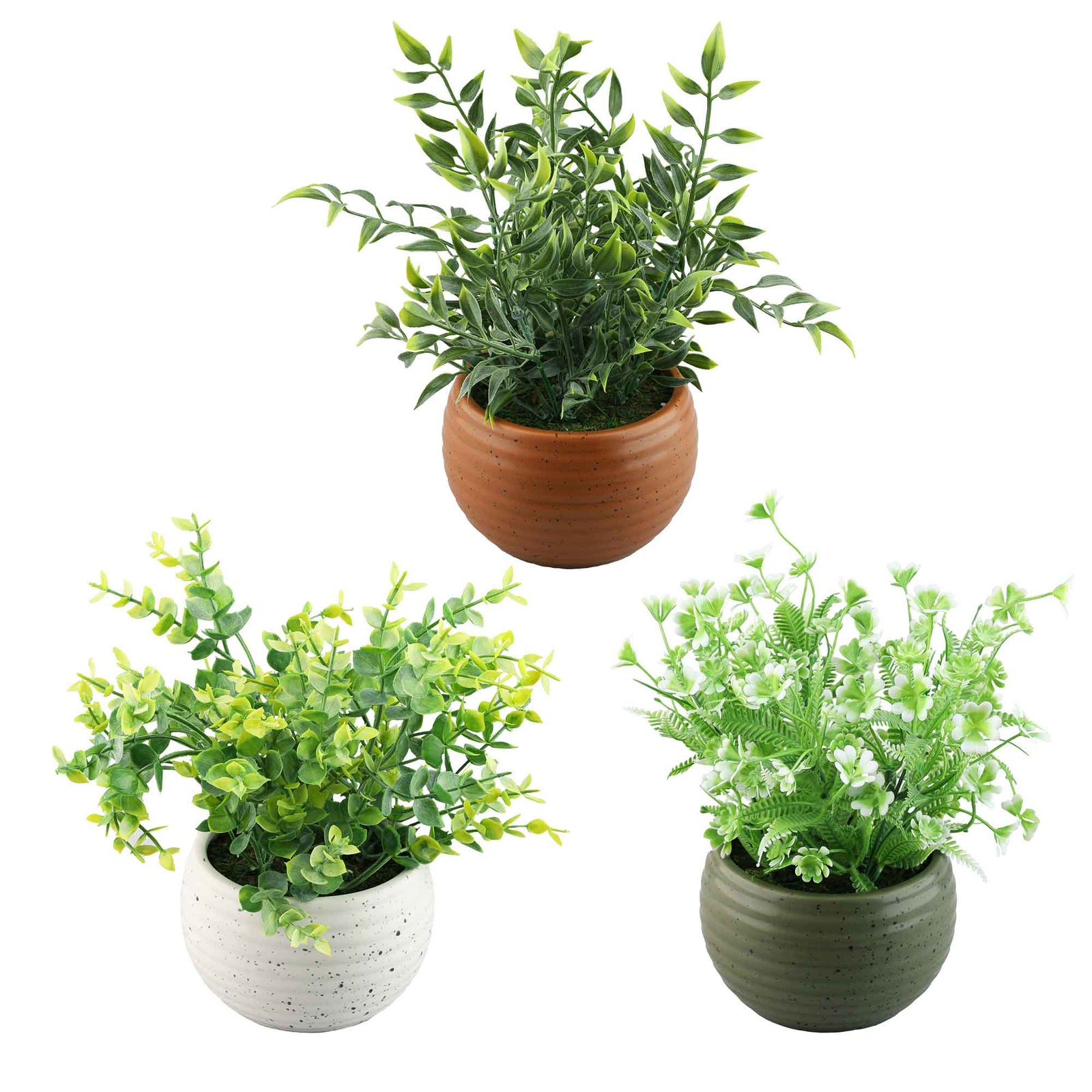 Plante verte artificielle dans un pot en céramique, 9,45'' (choix entre 3 modèles)