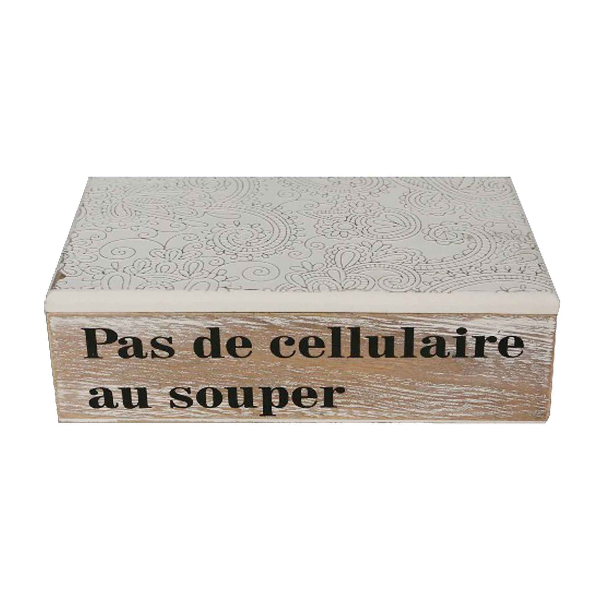 Boîte de rangement en bois &quot;Pas de cellulaire au souper&quot;