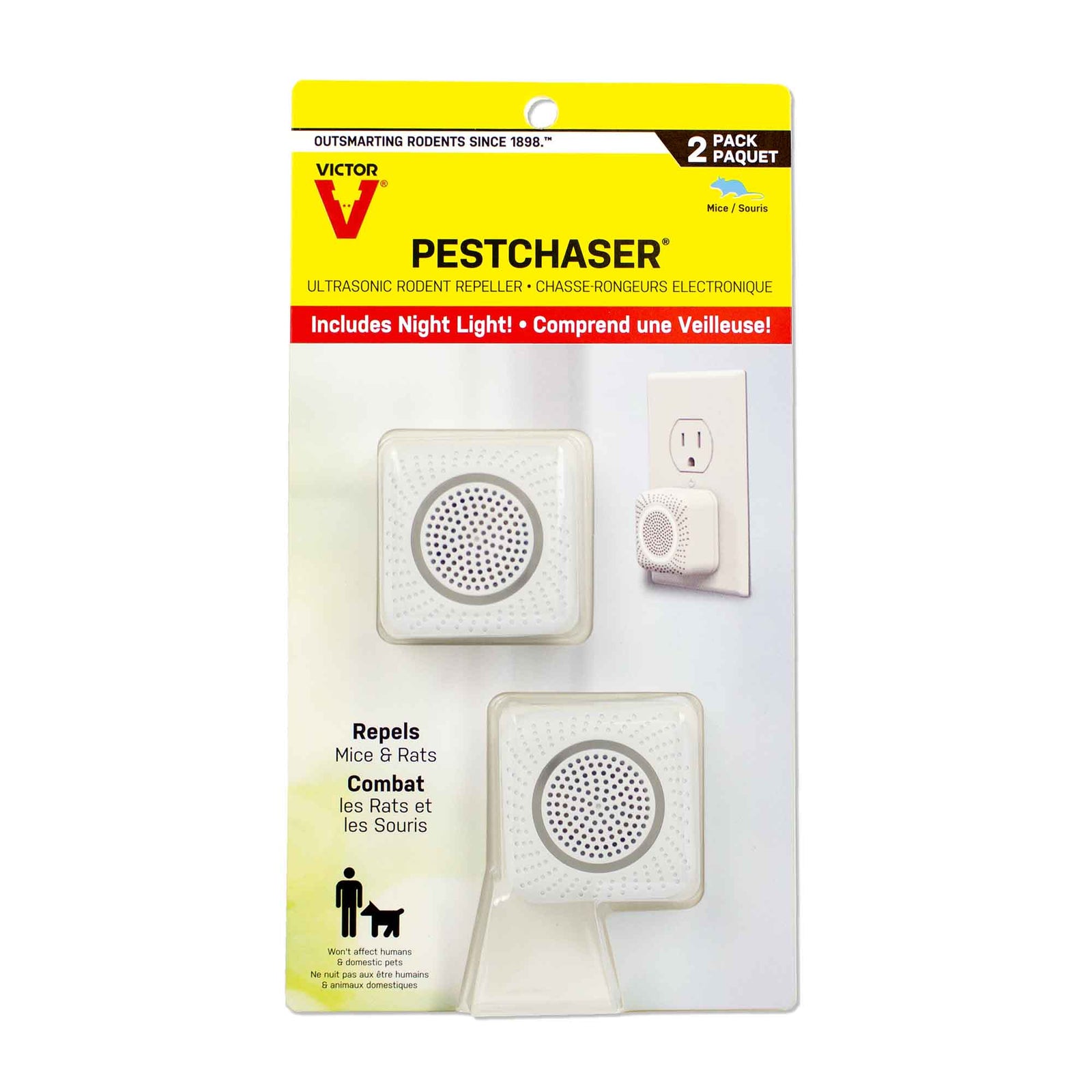 Chasse-rongeurs électronique avec veilleuse, 2 unités