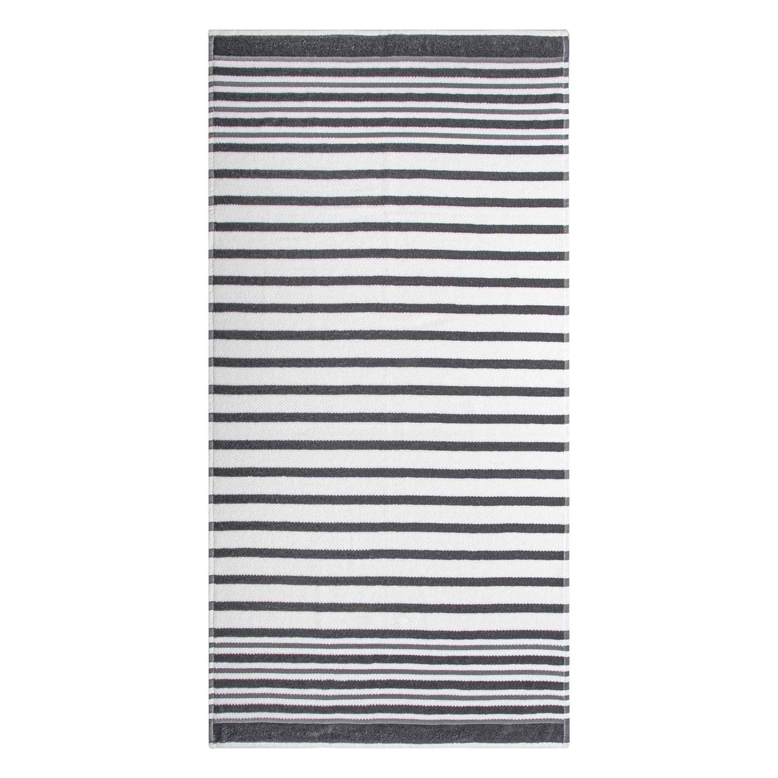 Drap de bain rayé blanc et charbon, 30'' x 60''