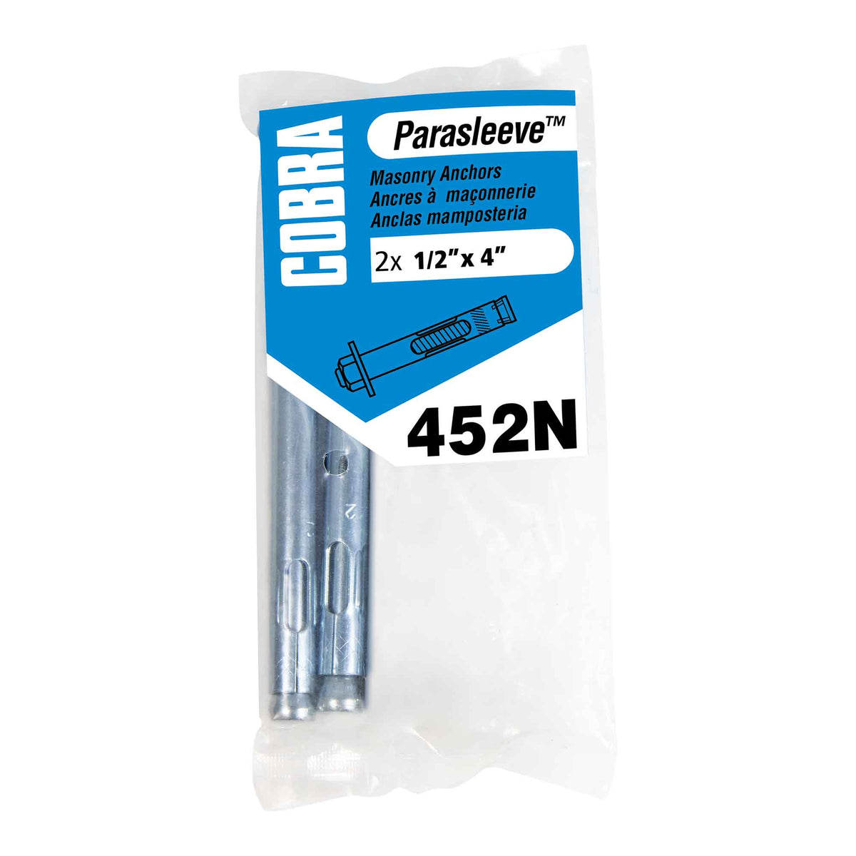 Ancrage plaqué zinc pour béton Parasleeve de 1/2&quot; x 4&quot;, 2 unités