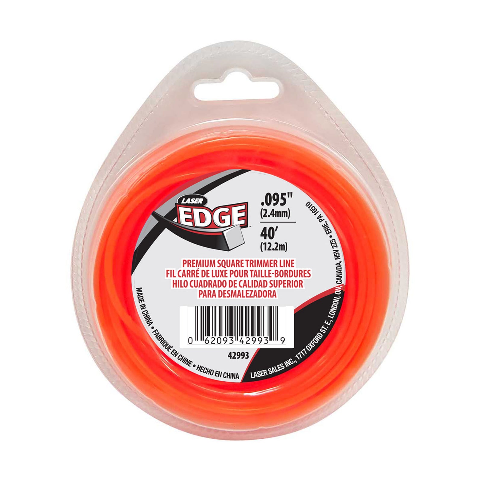 Fil carré pour coupe-bordure, 0,095'' x 40' (orange)