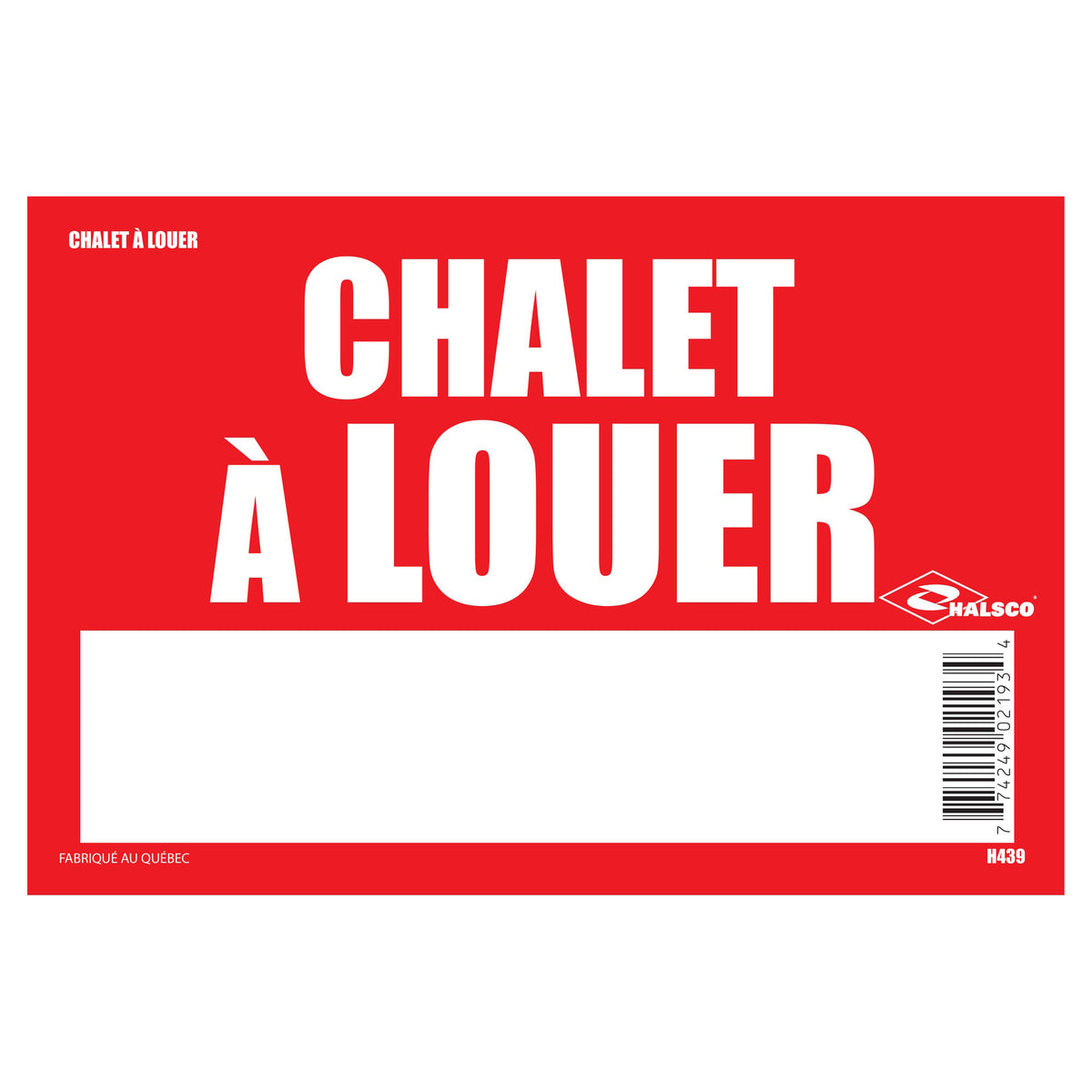 Affiche "Chalet à louer", 8" x 12"
