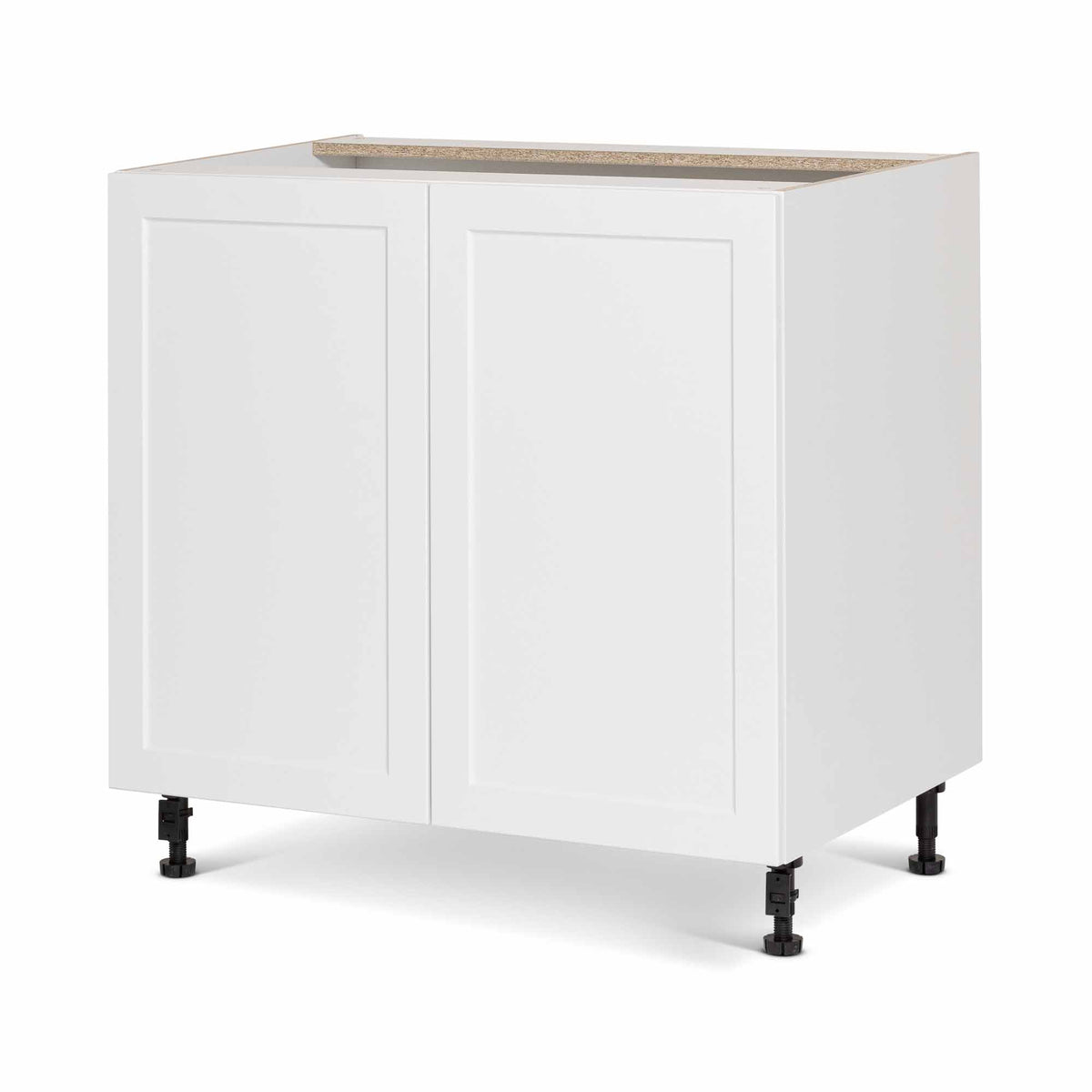 Module de bas d&#39;armoire de cuisine de style Shaker en mélamine blanche avec 2 portes, 36&quot;