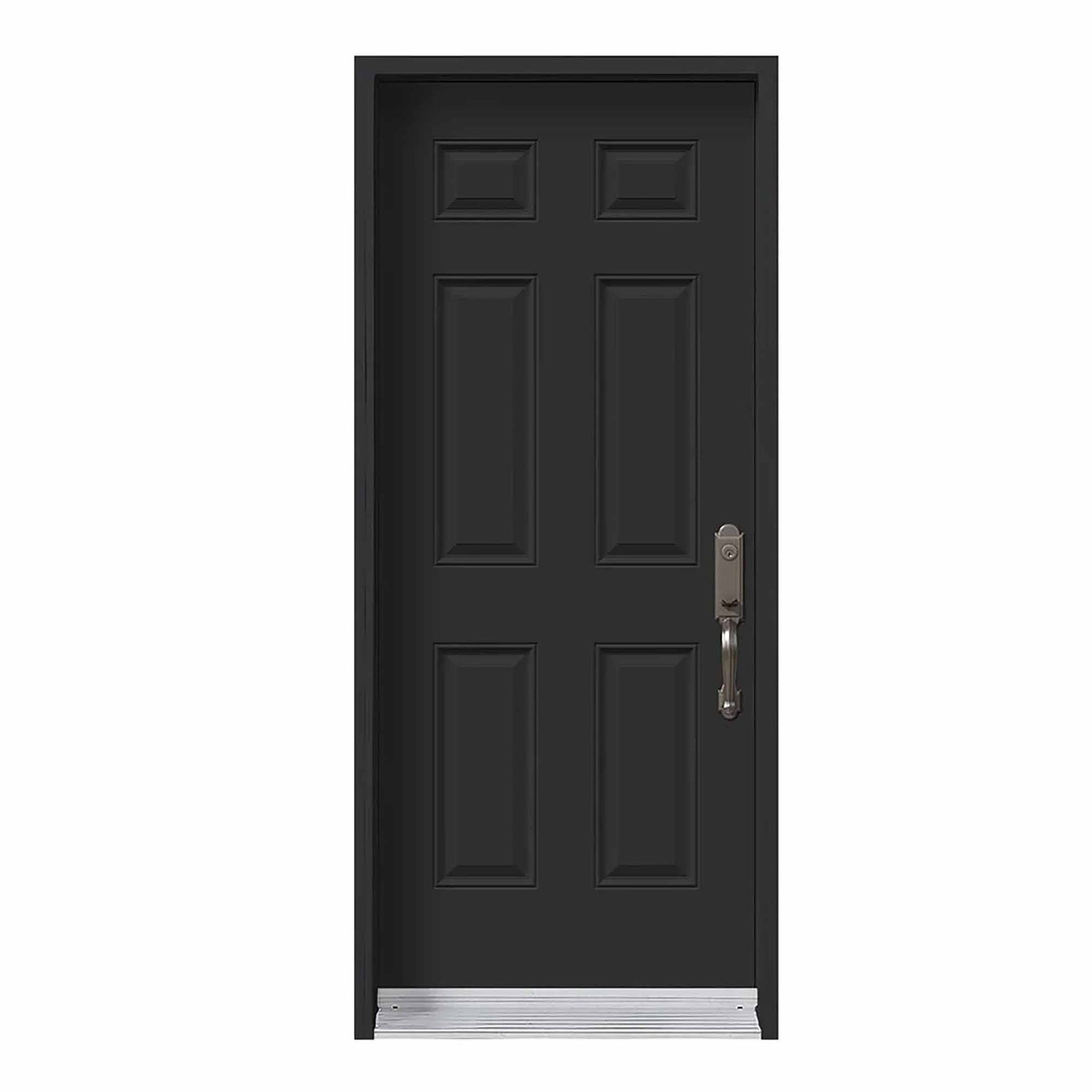 Porte noire en acier B01 à ouverture à gauche vers l'intérieur, 34'' x 80"